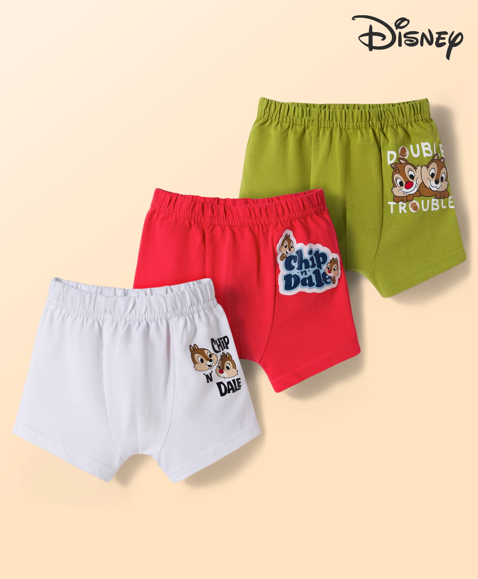 Babyhug Disney Single Jersey Knit Trunks with Chip n Dale Graphic Pack of 3 - Multicolor-picture-15