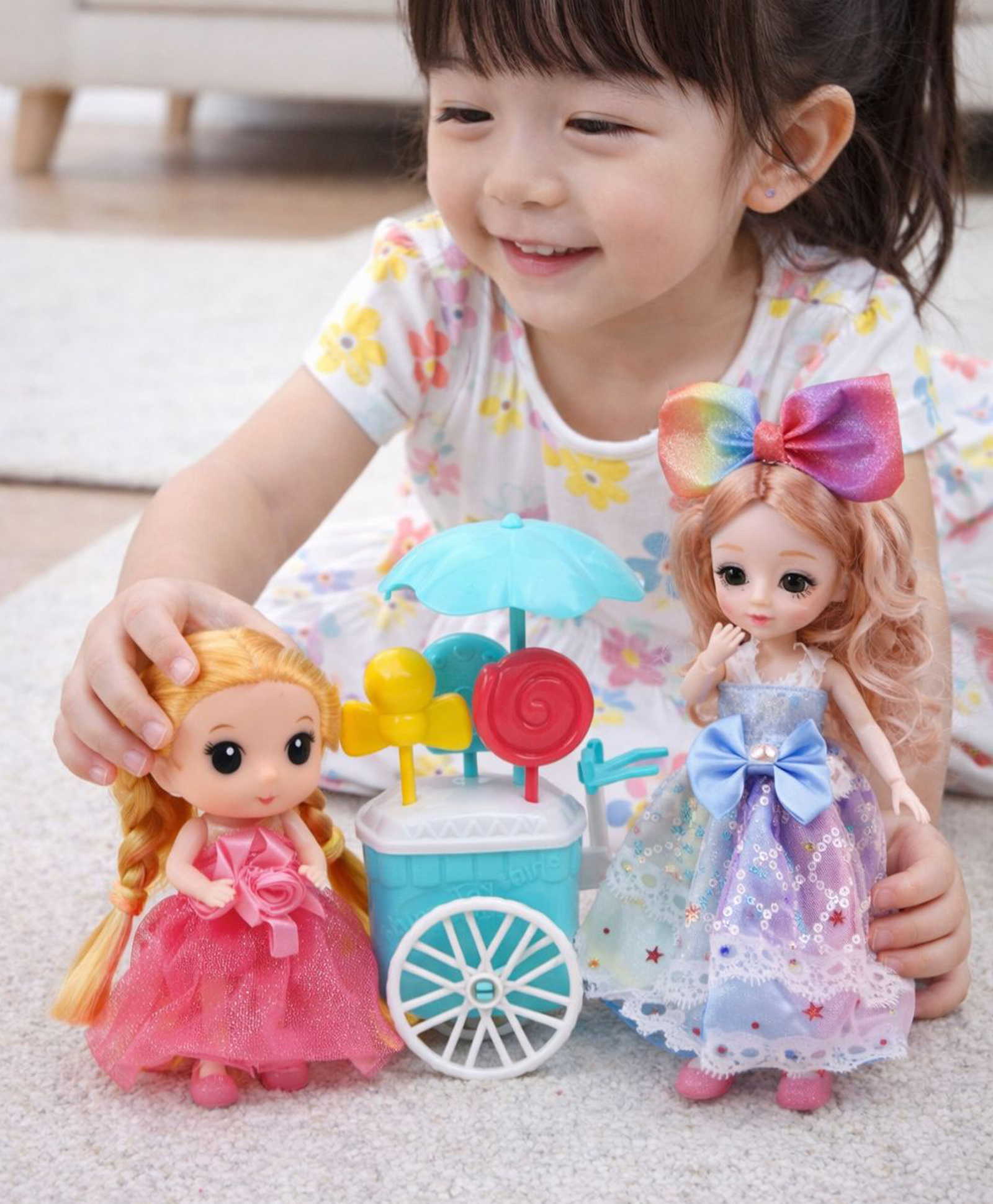 Sanjary Missy And Sissy Fashion Doll set With Candy Cart, Colorful Dresses, Accessories - Multicolor-image-46
