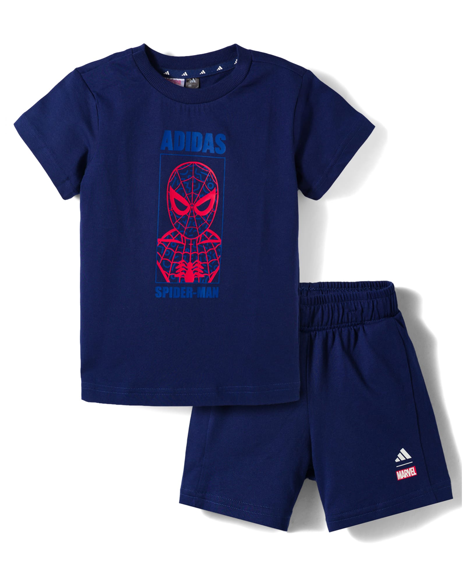 ADIDAS KIDS 100% Cotton Knit Half Sleeves T-Shirt & Shorts Set With Spiderman Print - Navy Blue-picture-14