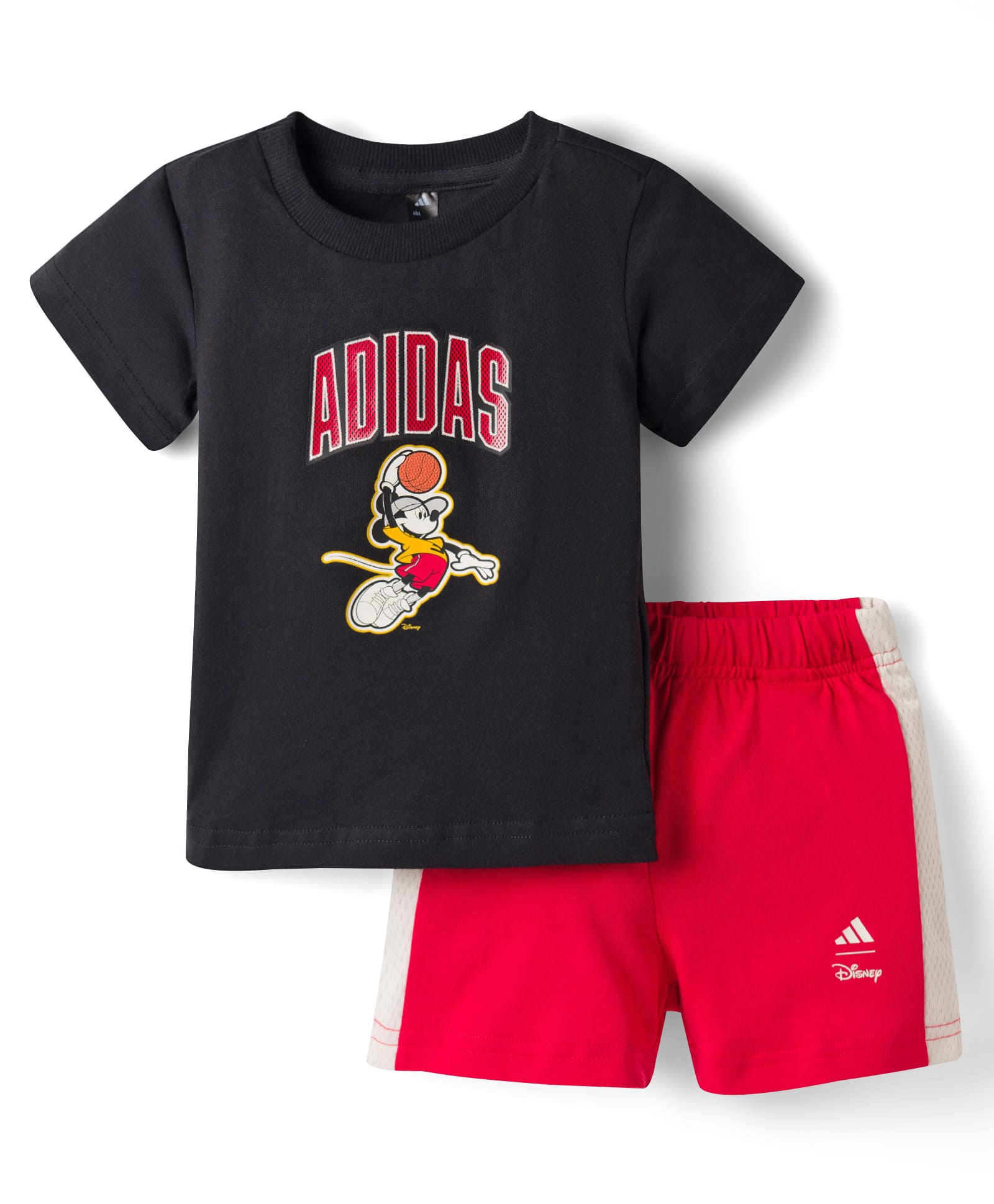ADIDAS KIDS 100% Cotton Knit Half Sleeves Micky Mouse Printed T-Shirt & Shorts Set - Black & Red-picture-14