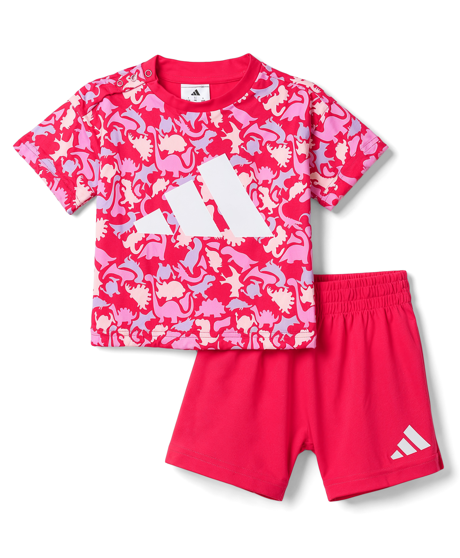 ADIDAS KIDS Cotton Knit Half Sleeves T-Shirt & Bottomwear With Dino & Logo Print - Red-image-32