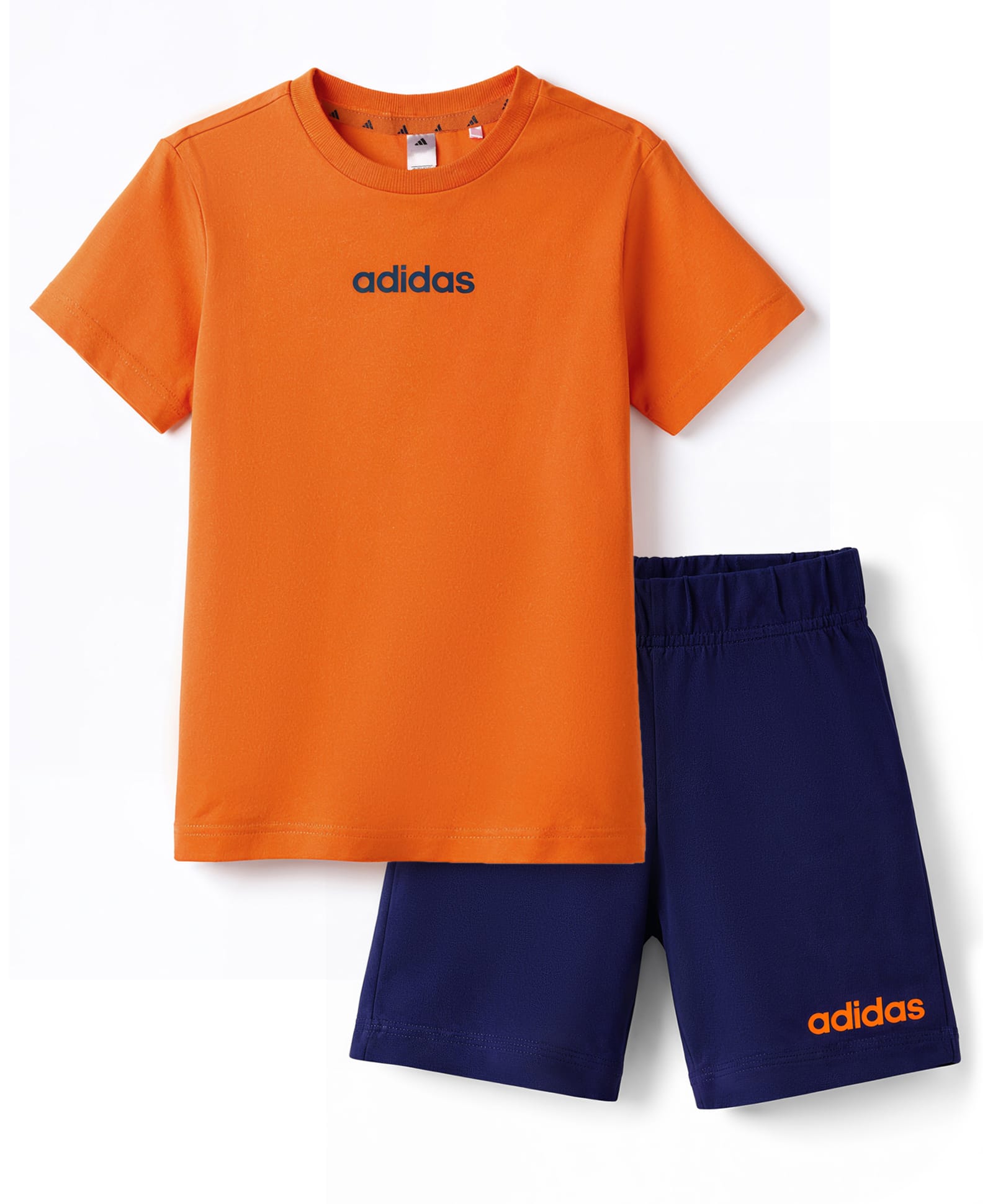 ADIDAS KIDS Cotton Knit Half Sleeves Solid T-Shirt & Shorts Set - Orange & Blue-picture-12
