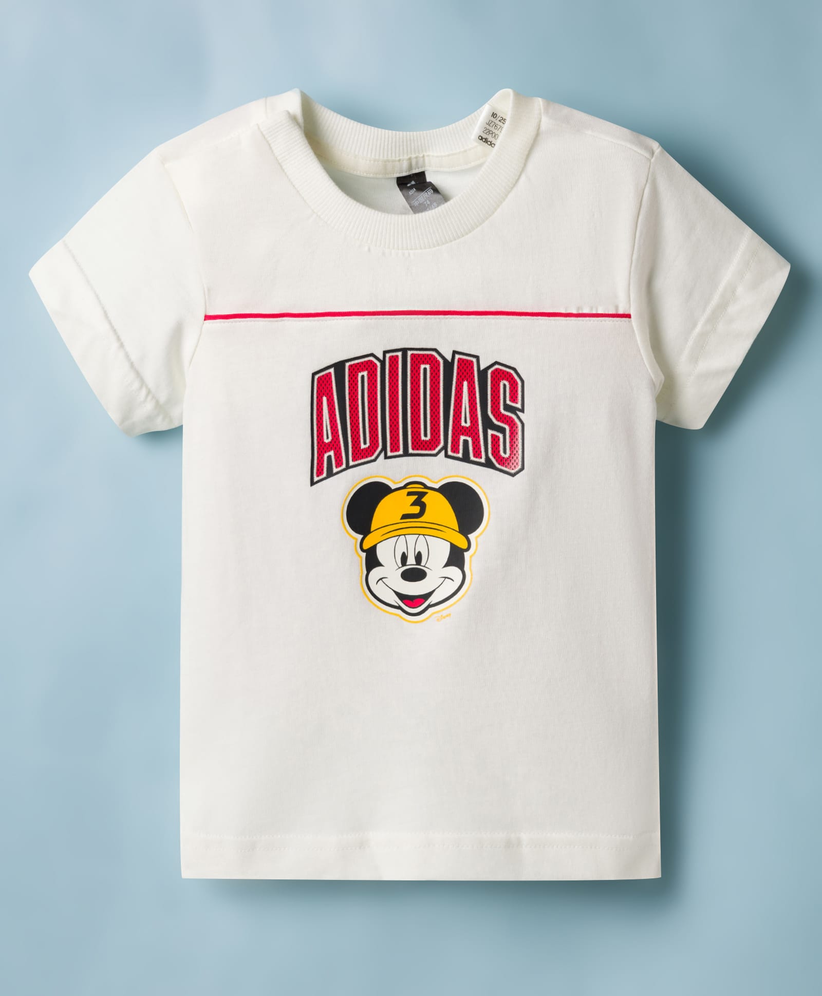 ADIDAS KIDS 100% Cotton Knit Half Sleeves Micky Mouse & Text Embroidered T-Shirt - OffWhite-image-2