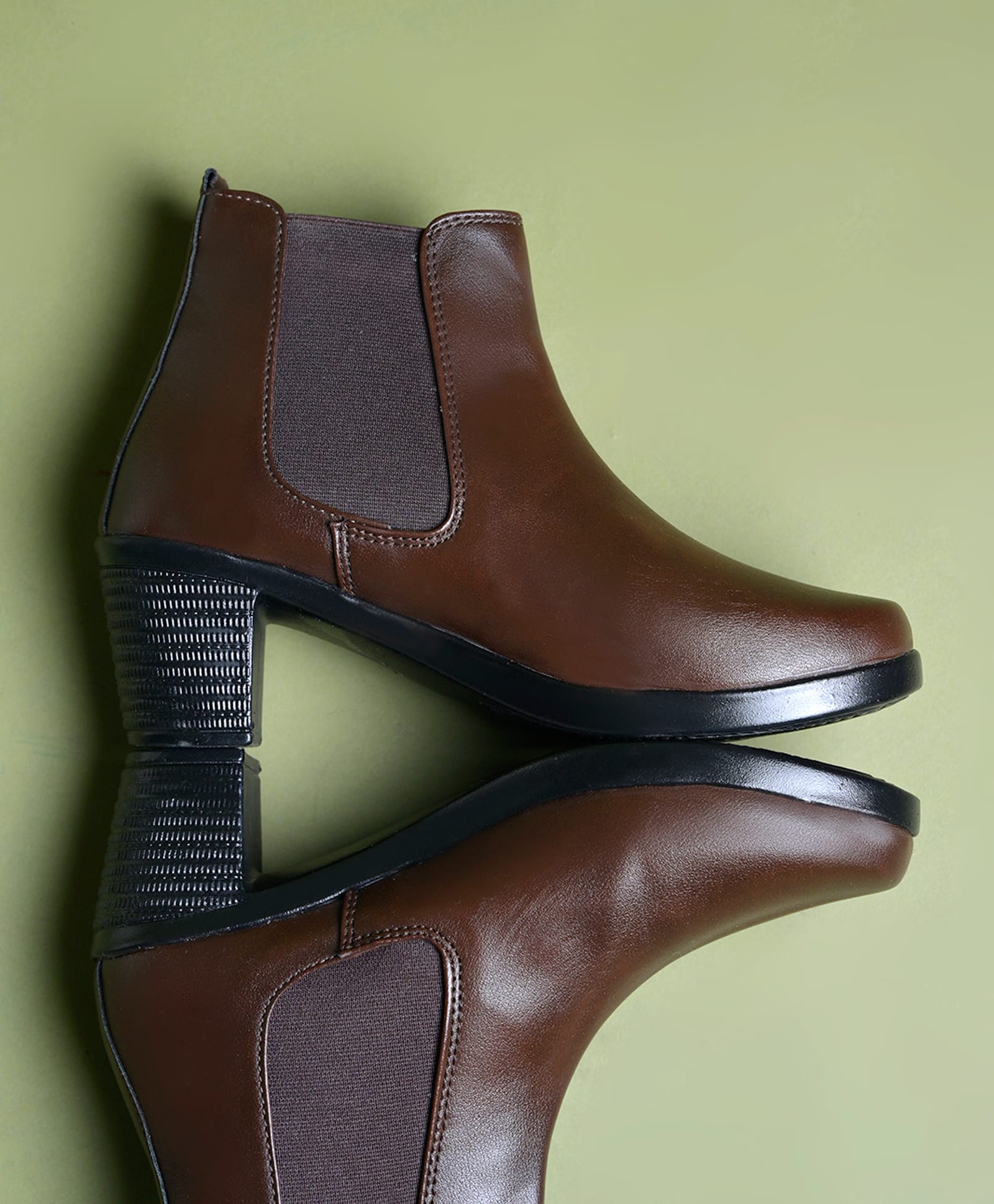 Shoetopia Solid Slip On Boots - Brown-picture-23