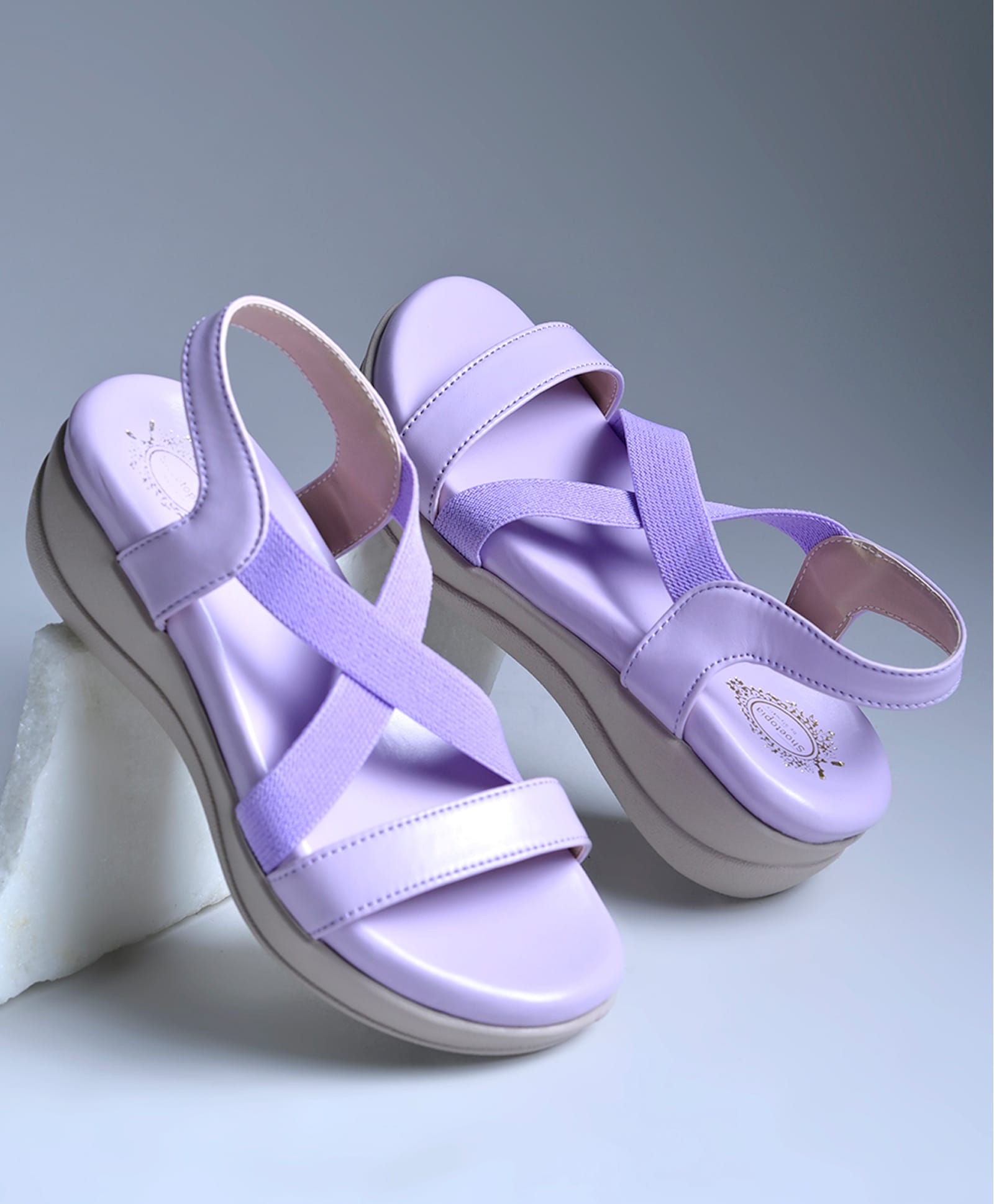 Shoetopia Solid Velcro Closure Sandals - Mauve-picture-10