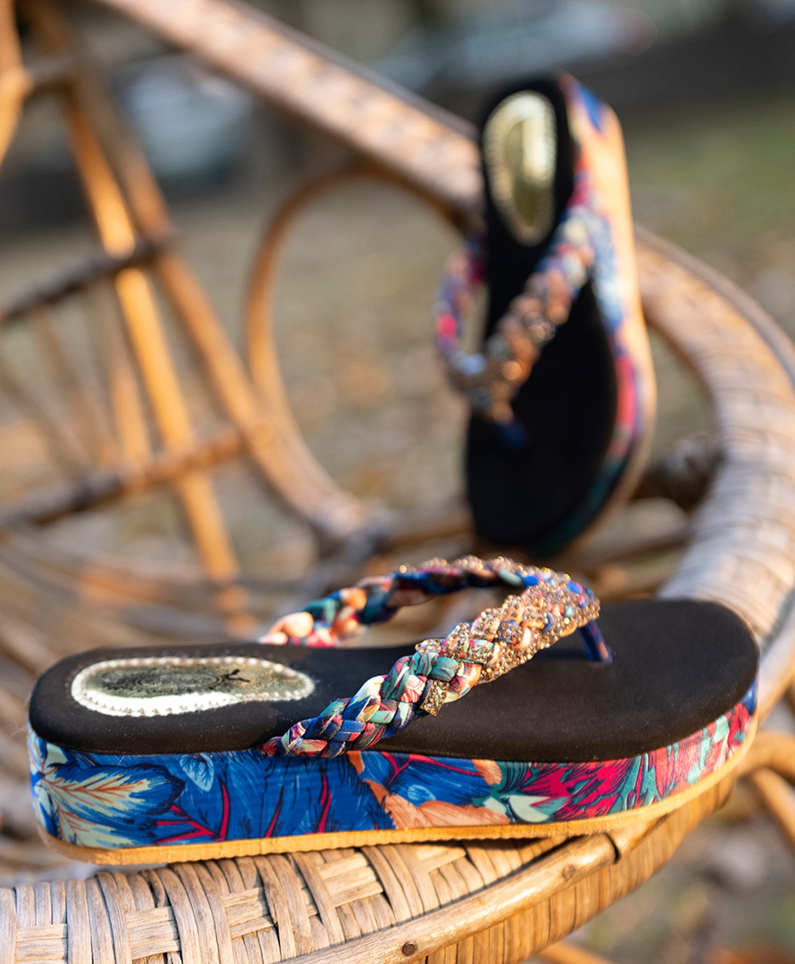 Shoetopia Stone Embellished Braided Strap Sandals - Blue-picture-18