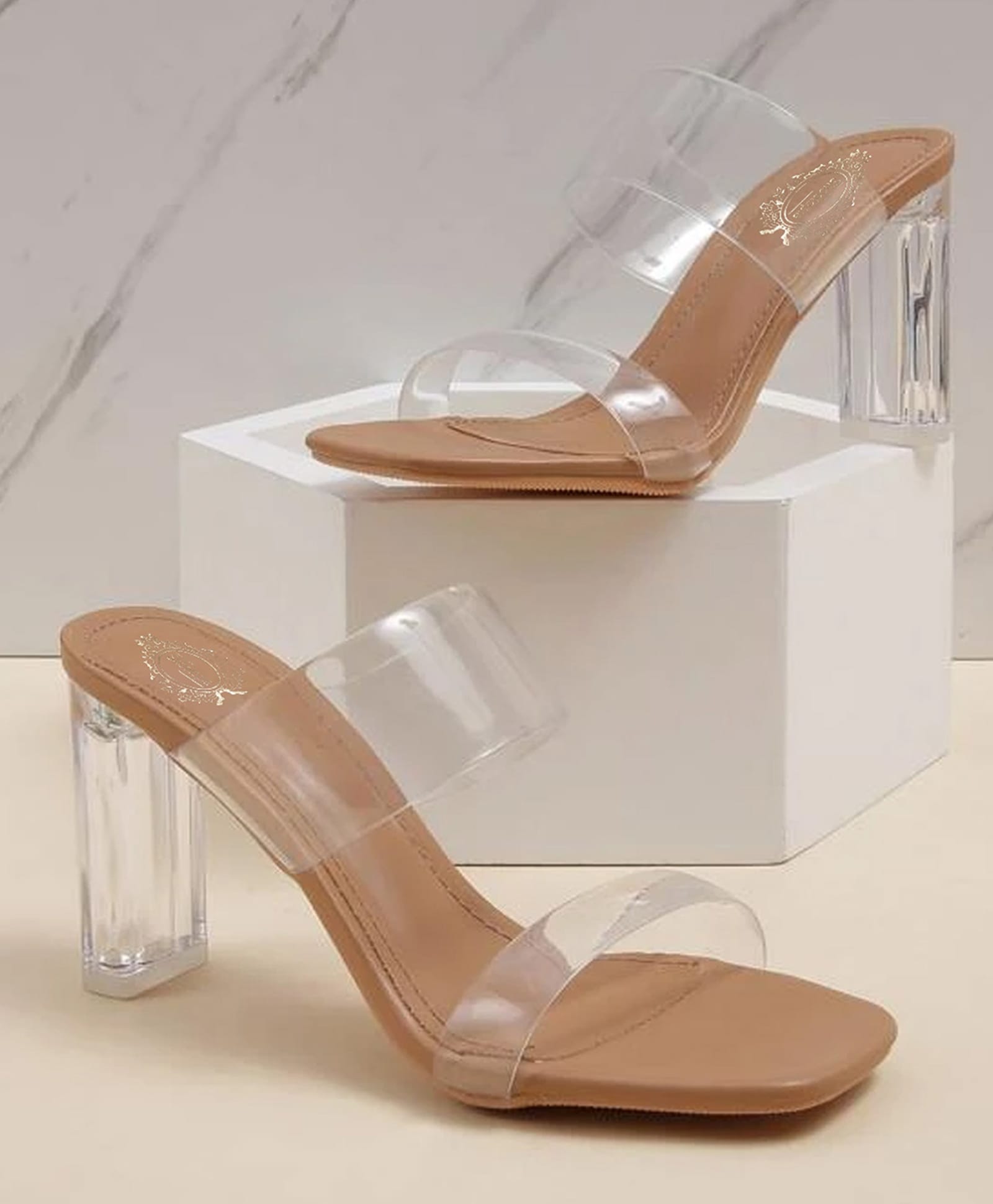 Shoetopia Transparent Strap Detailed Sandals - Beige-picture-27