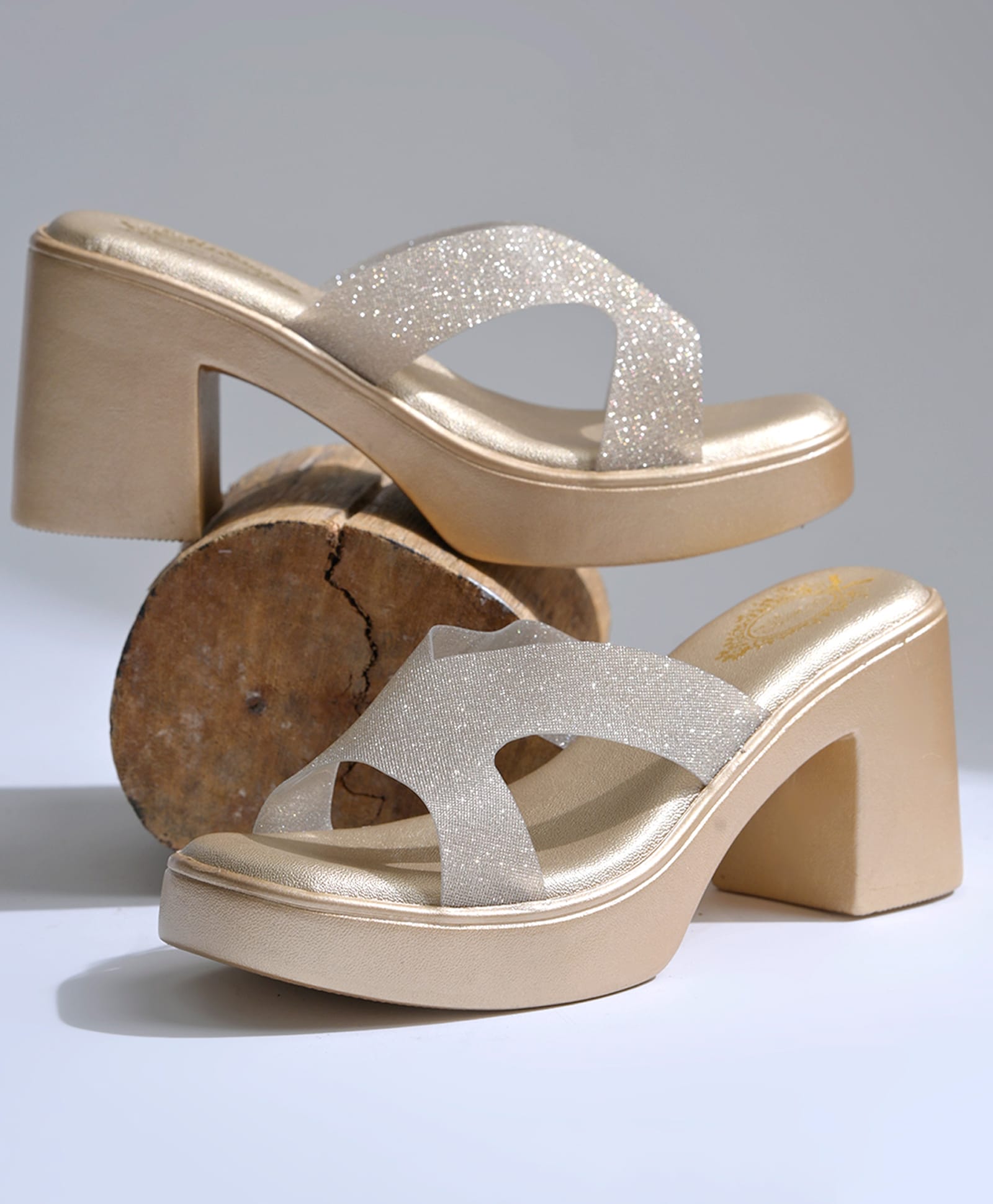 Shoetopia Shimmer Detailed Sandals - Golden-picture-17