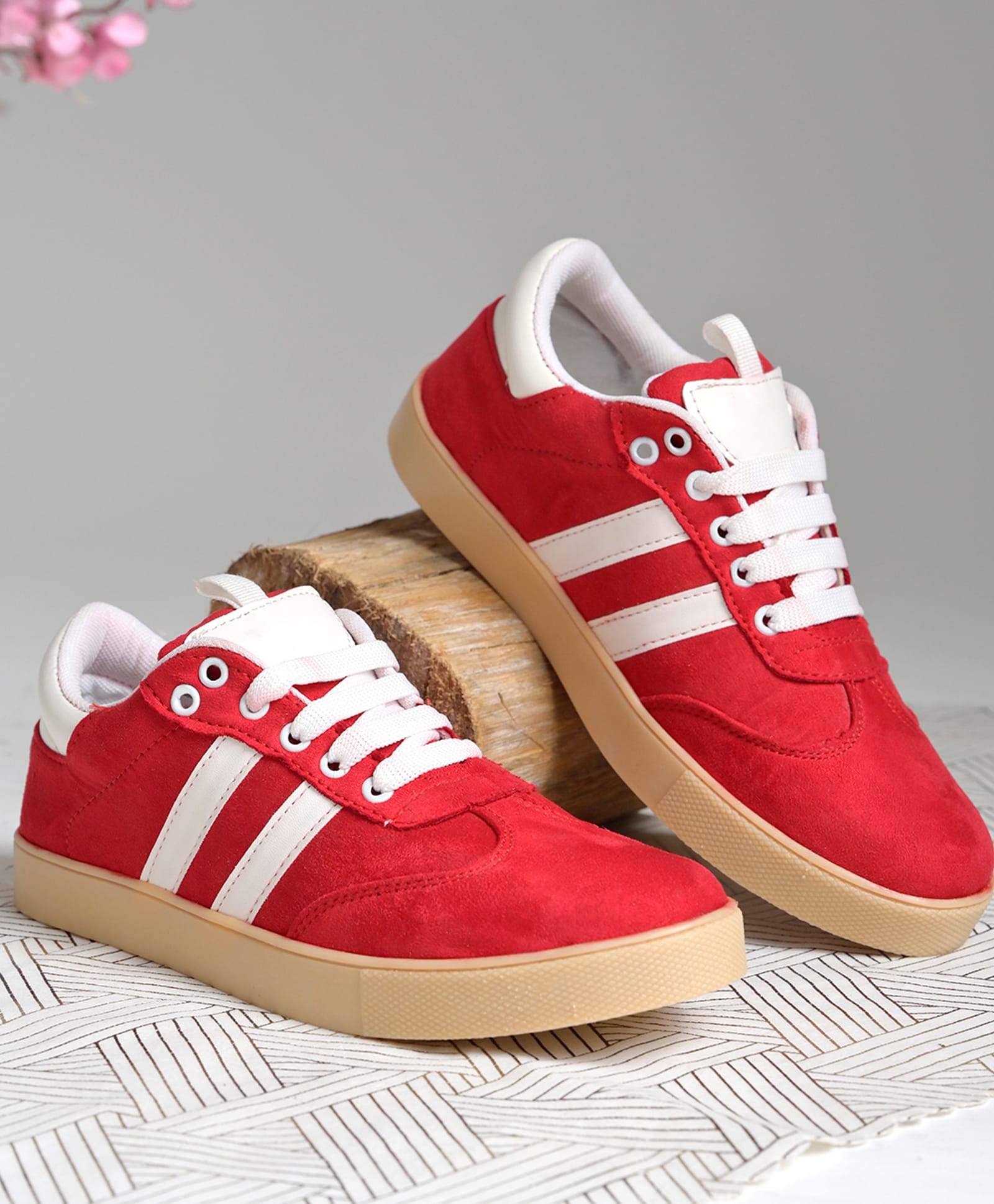 Shoetopia Striped Lace Up Shoes - Red-picture-28