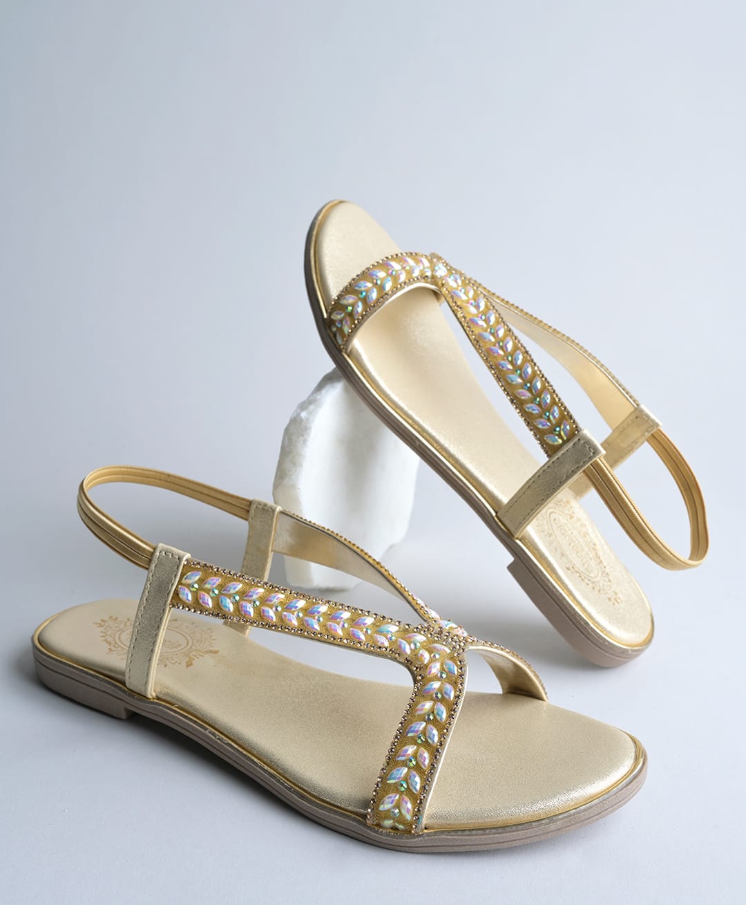 Shoetopia Stones Embellished Sandals - Gold-picture-25