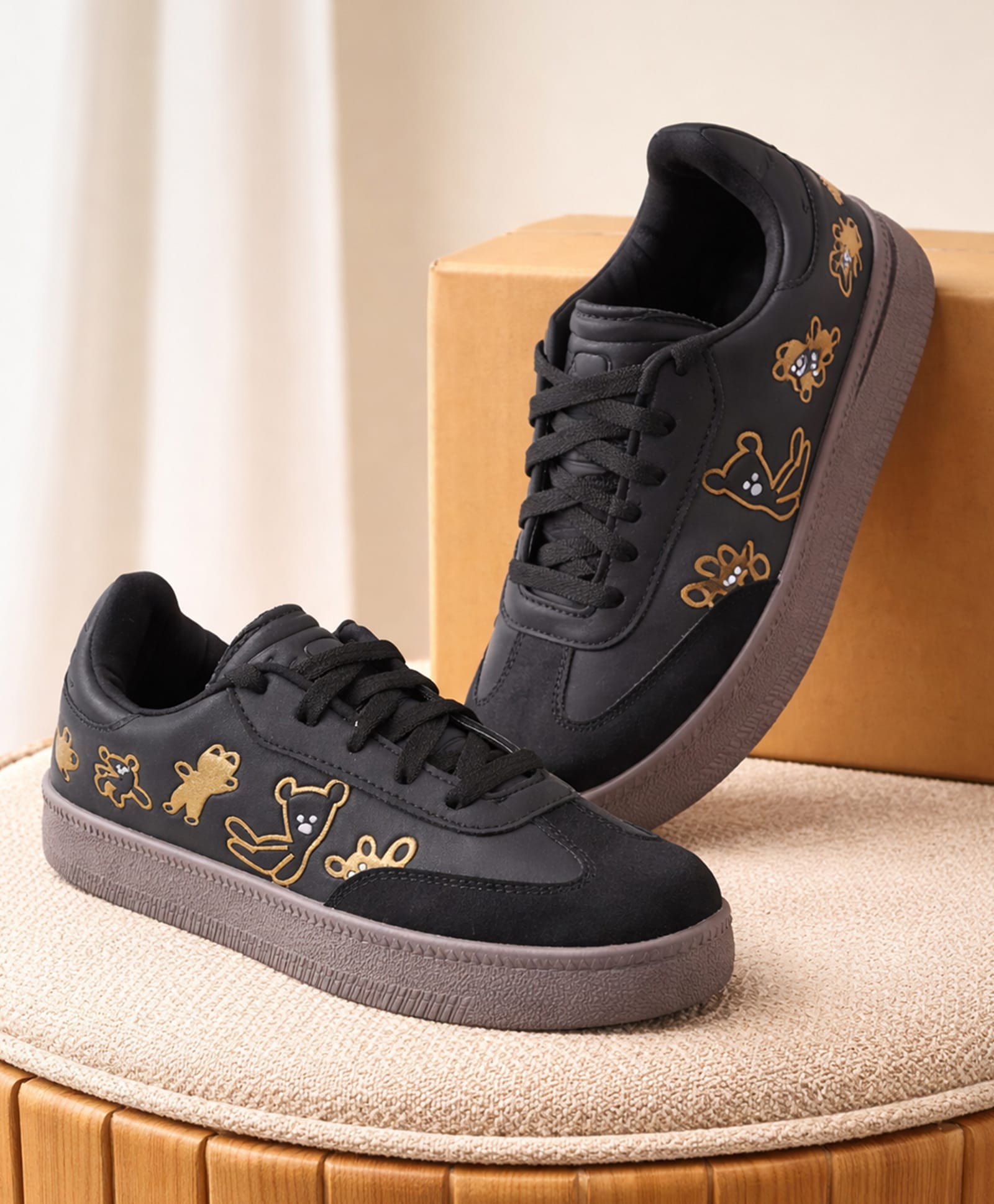 Shoetopia Teddy Designed Lace Up Shoes - Black-picture-26