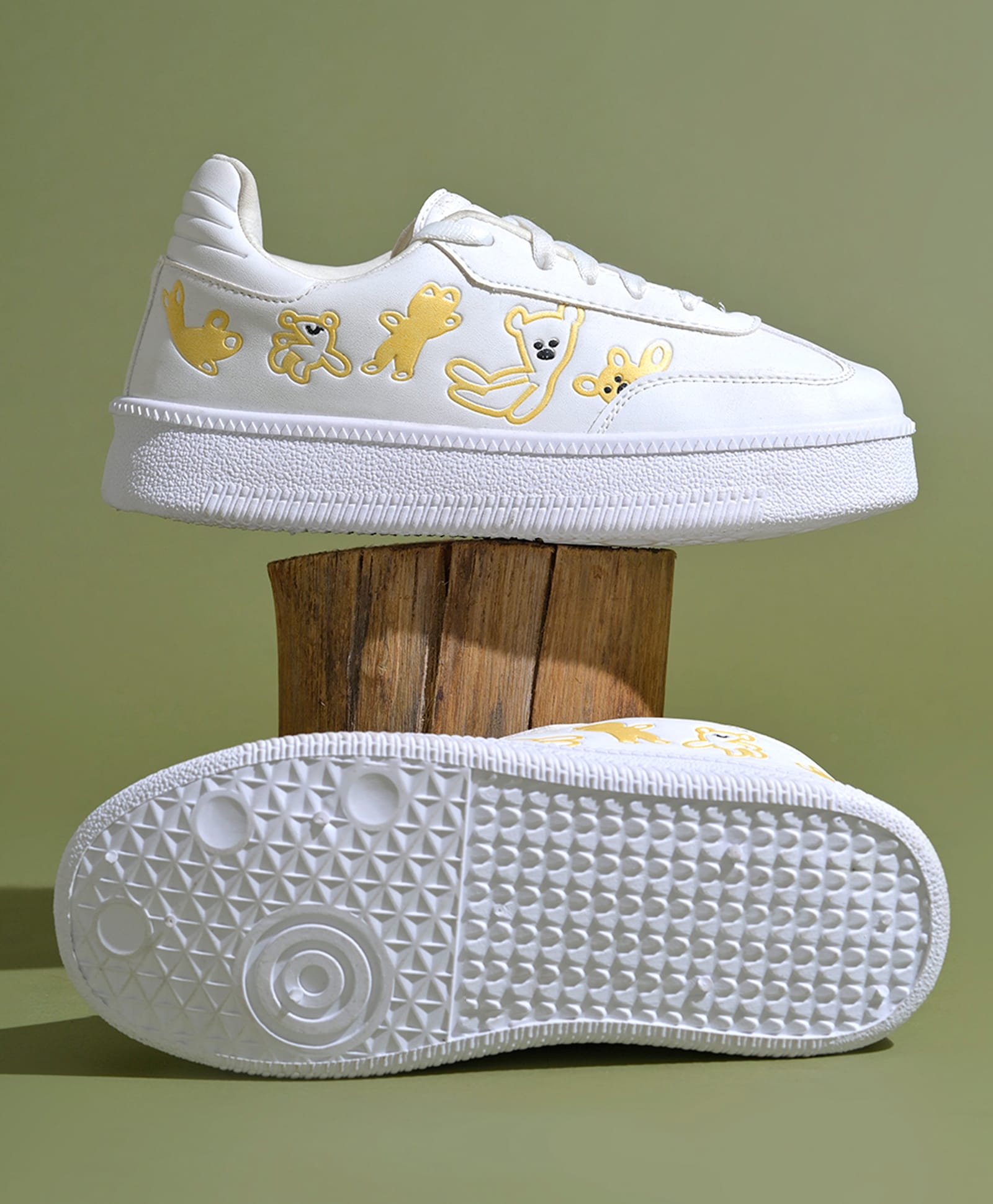Shoetopia Teddy Designed Lace Up Shoes - Golden-image-3
