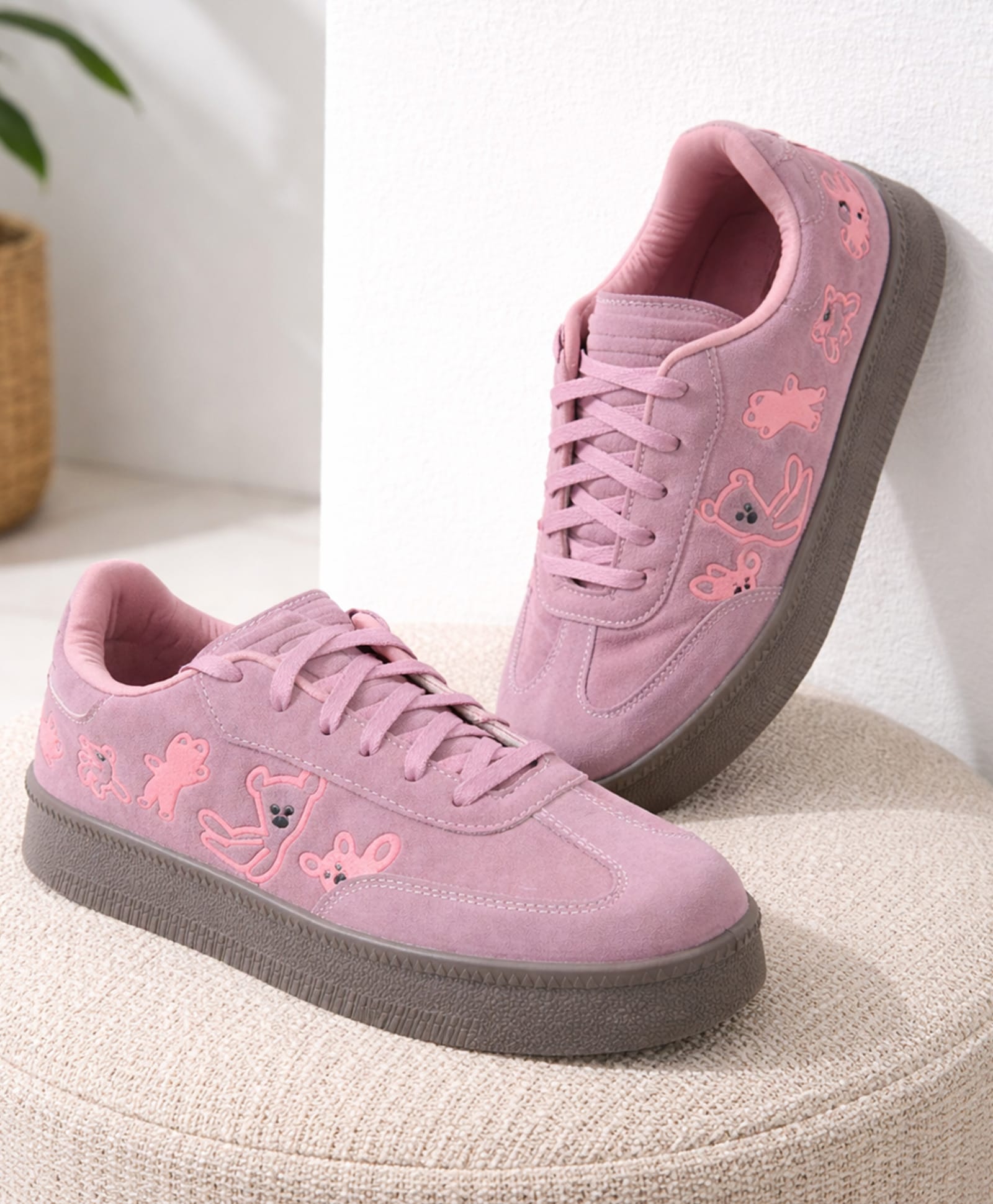Shoetopia Teddy Designed Lace Up Shoes - Peach-picture-15