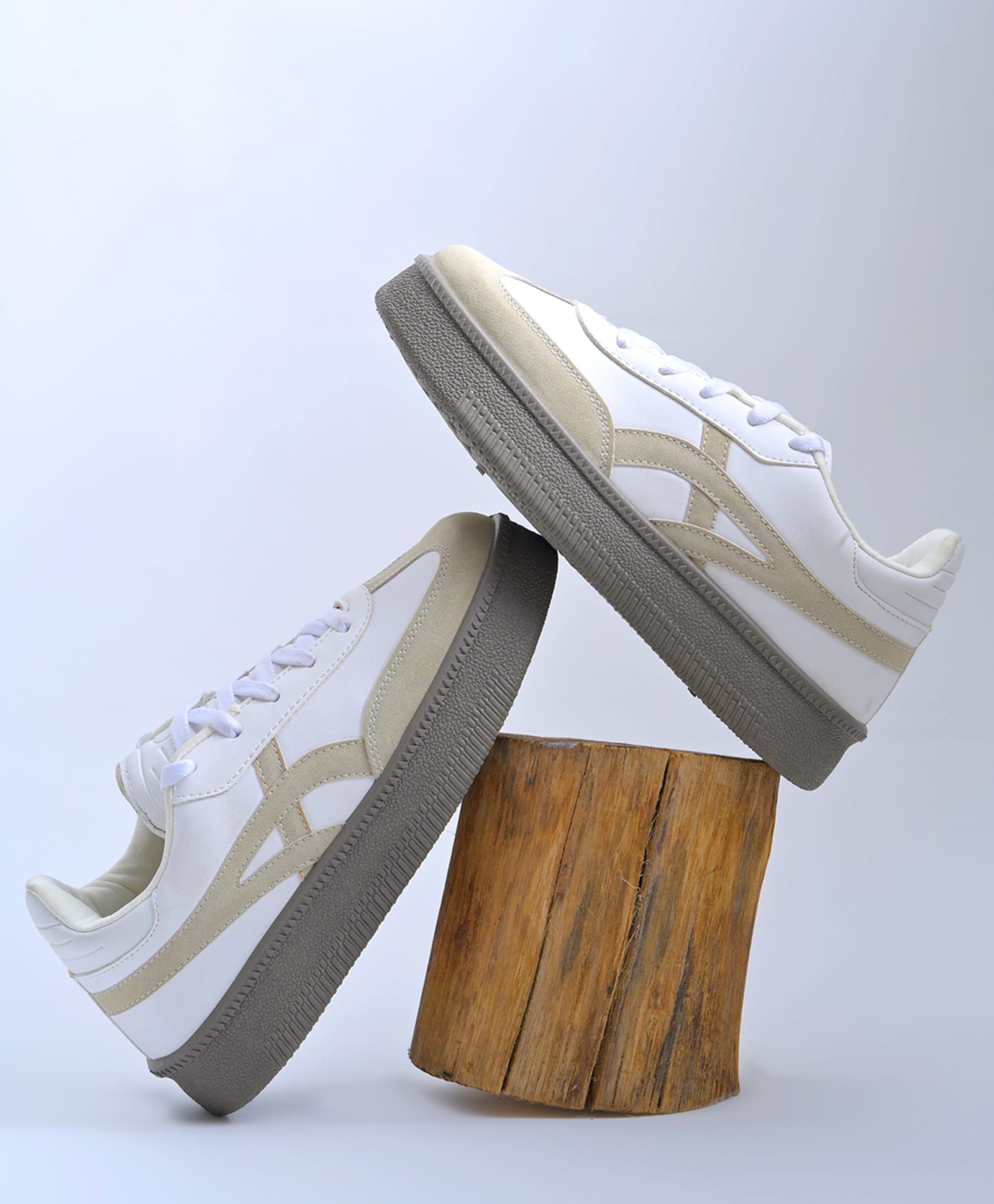 Shoetopia Colour Blocked Lace Up Shoes - Cream-picture-25
