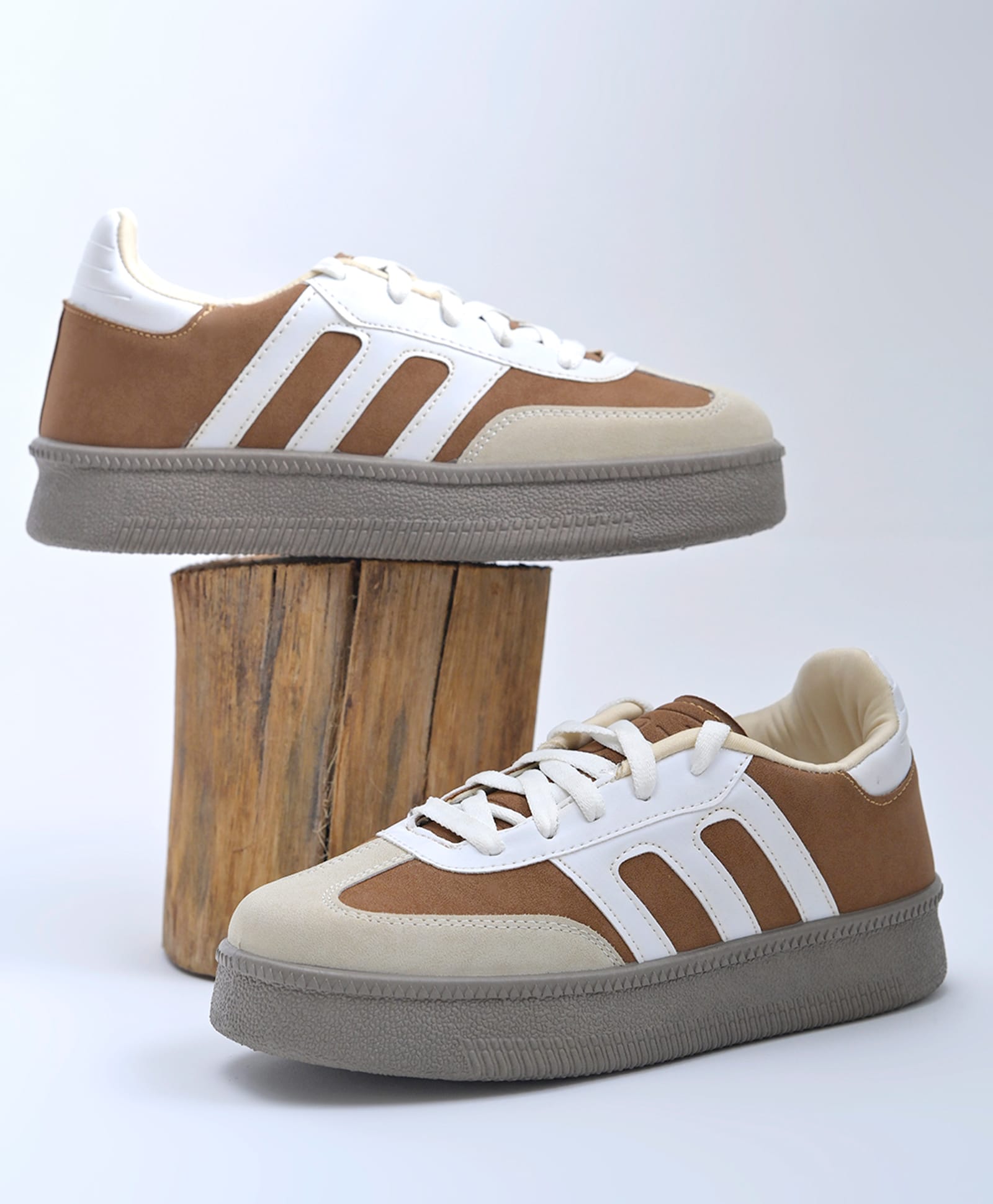 Shoetopia Colour Blocked Lace Up Shoes - Brown-picture-23
