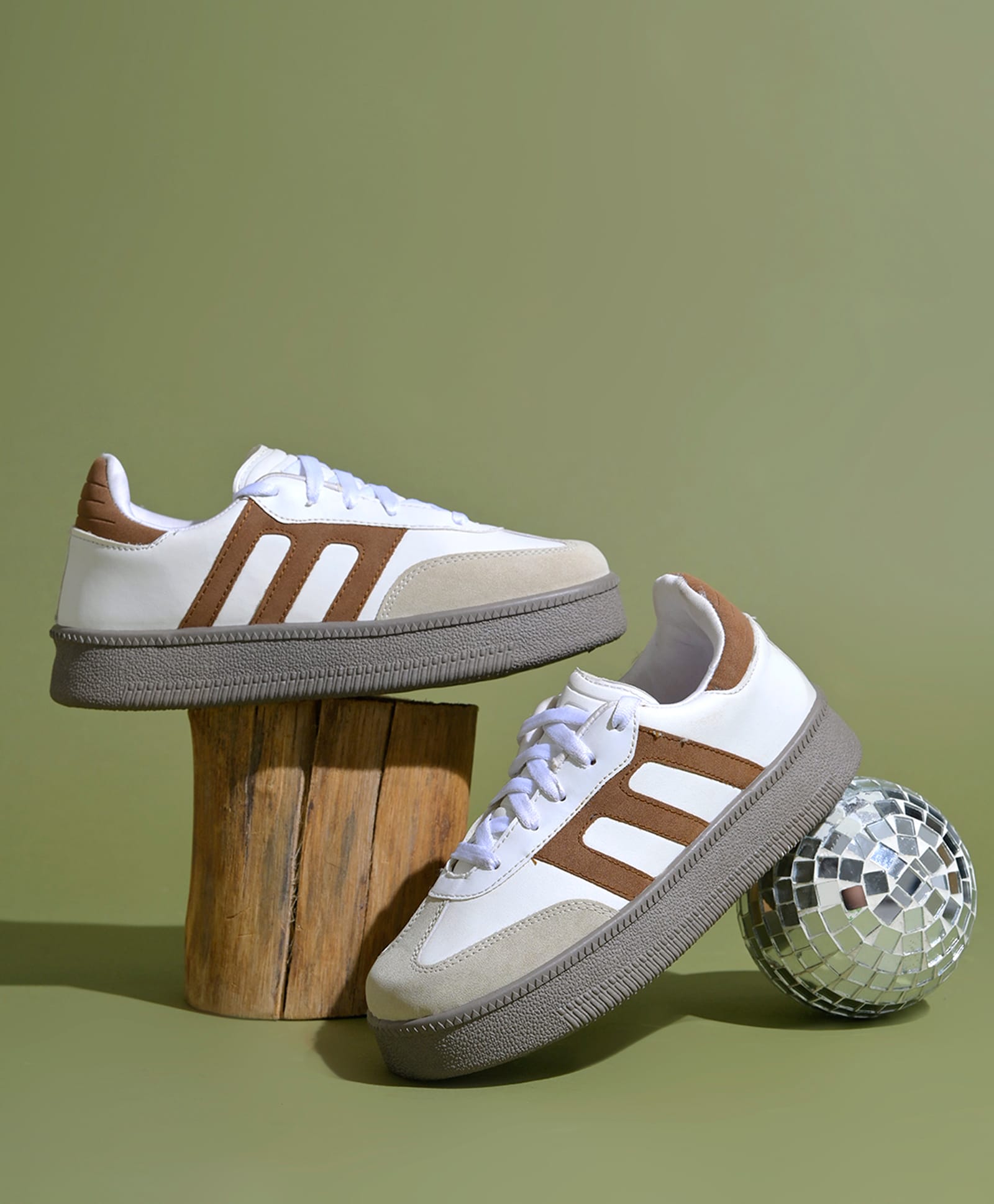 Shoetopia Colour Blocked Lace Up Shoes - Cream-picture-17