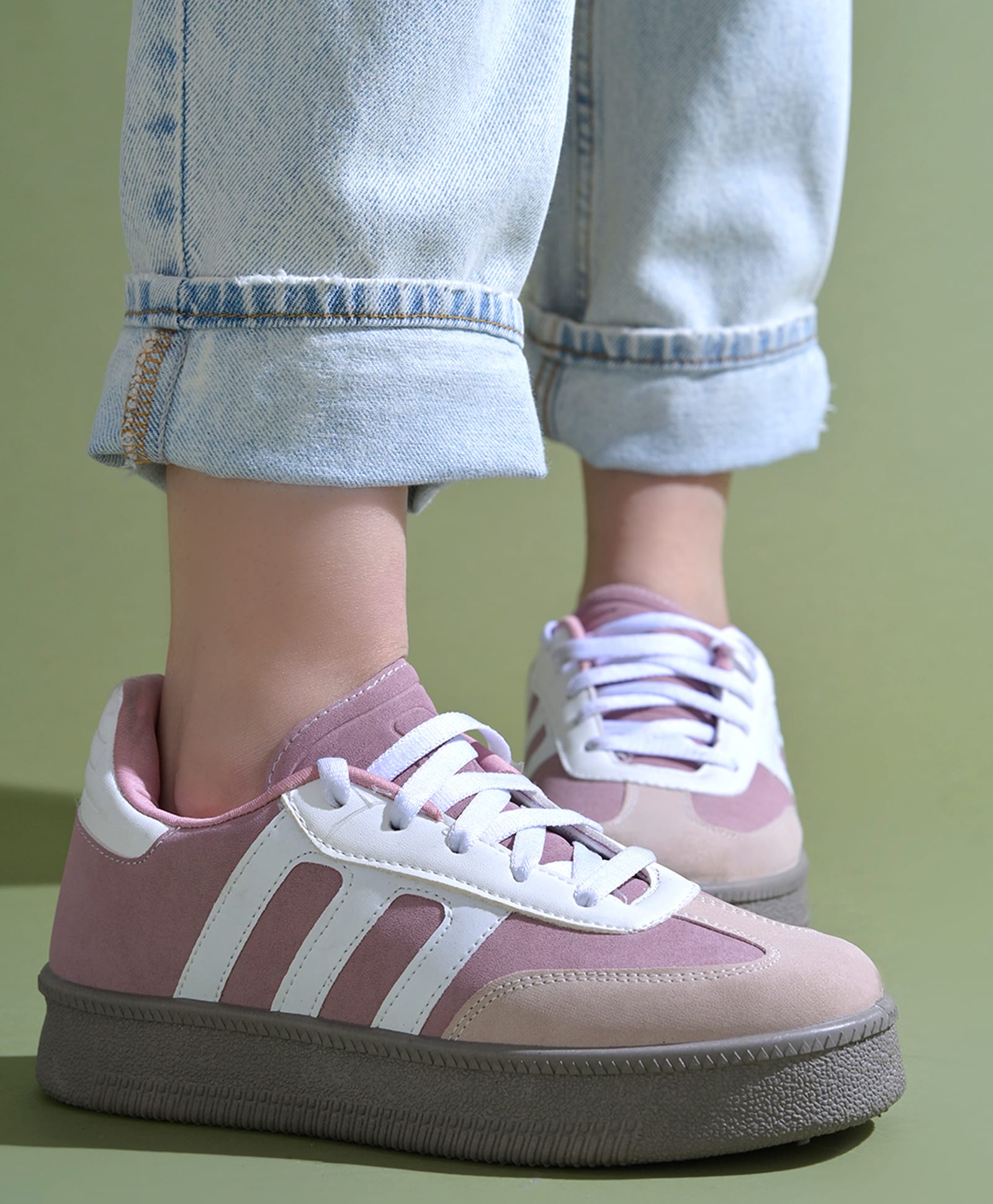 Shoetopia Colour Blocked Lace Up Shoes - Peach-picture-11