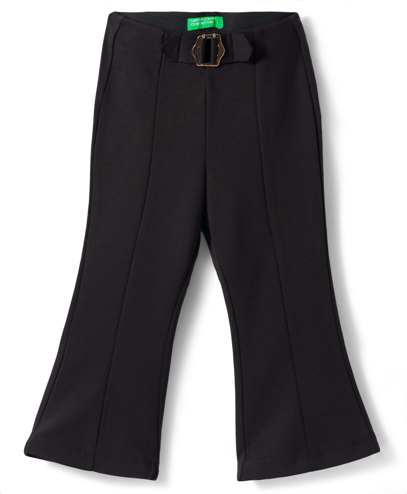 UCB Viscose Knit Full Length Solid Flared Pant - Black-image-48