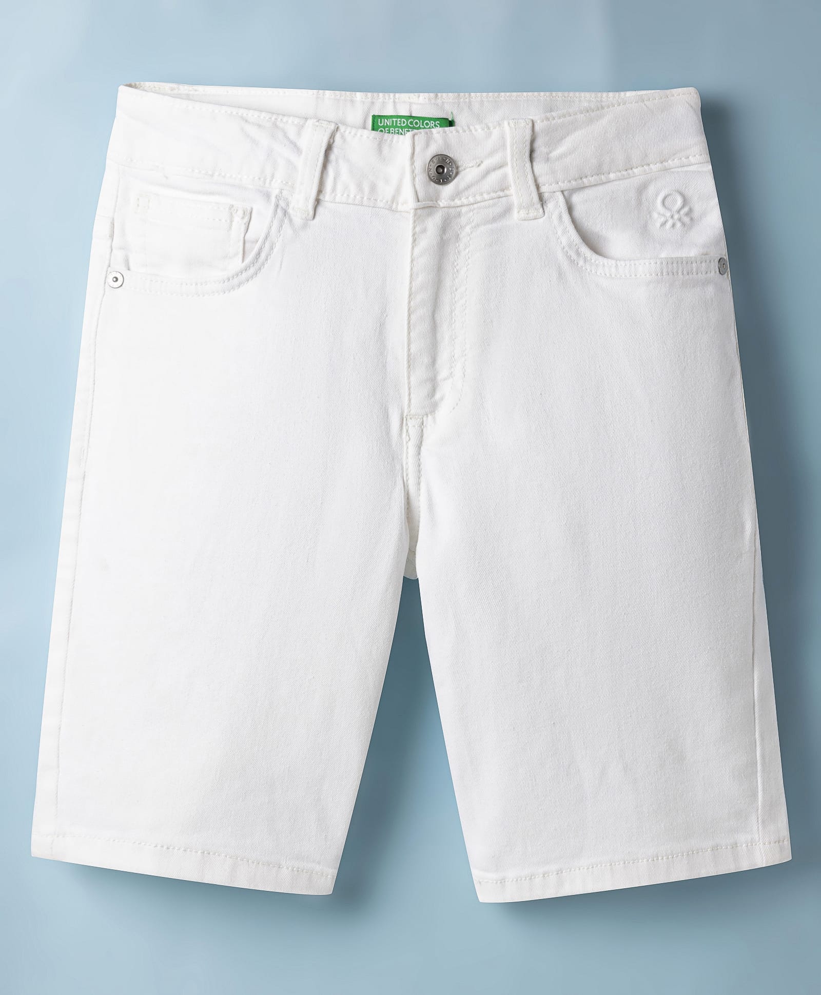 UCB Cotton Woven Knee Length Solid Shorts - White-picture-25