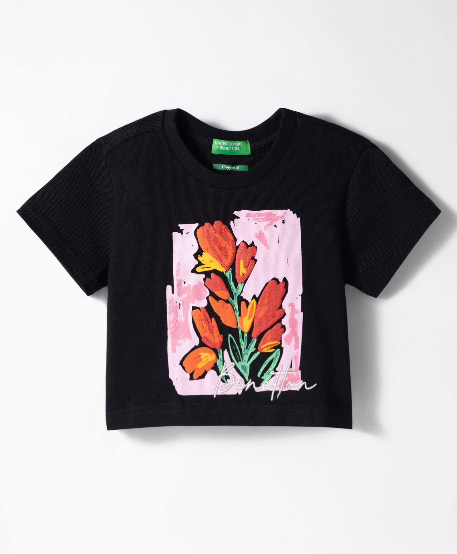 UCB Cotton Knit Half Sleeves T-Shirt With Floral Print - Black-picture-36