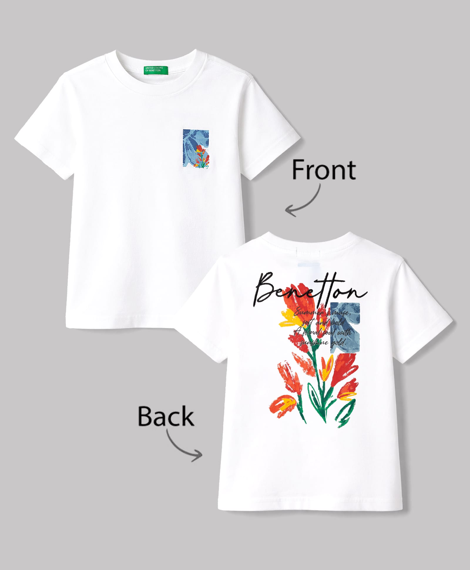UCB Cotton Knit Half Sleeves T-Shirt With Floral Print - White-picture-28