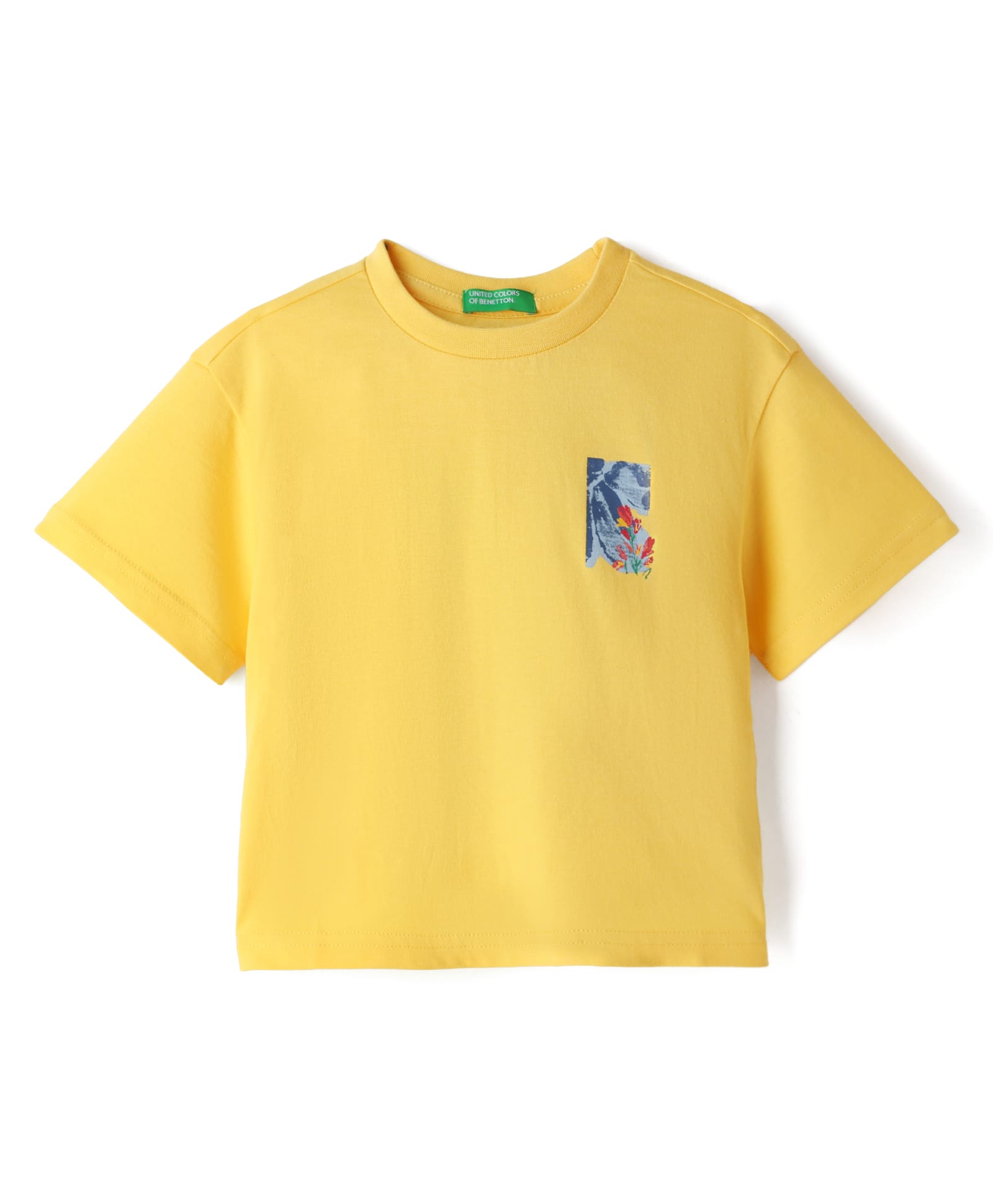 UCB Cotton Knit Half Sleeves T-Shirt With Floral Print - Yellow-picture-30