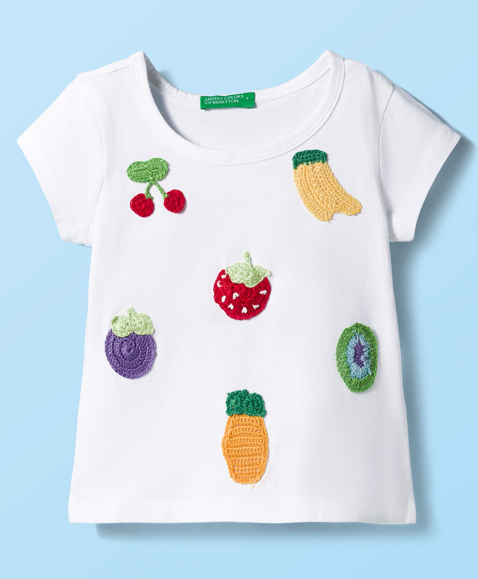UCB Cotton Knit Half Sleeves T-Shirt with Fruits Embroidery - White-picture-29