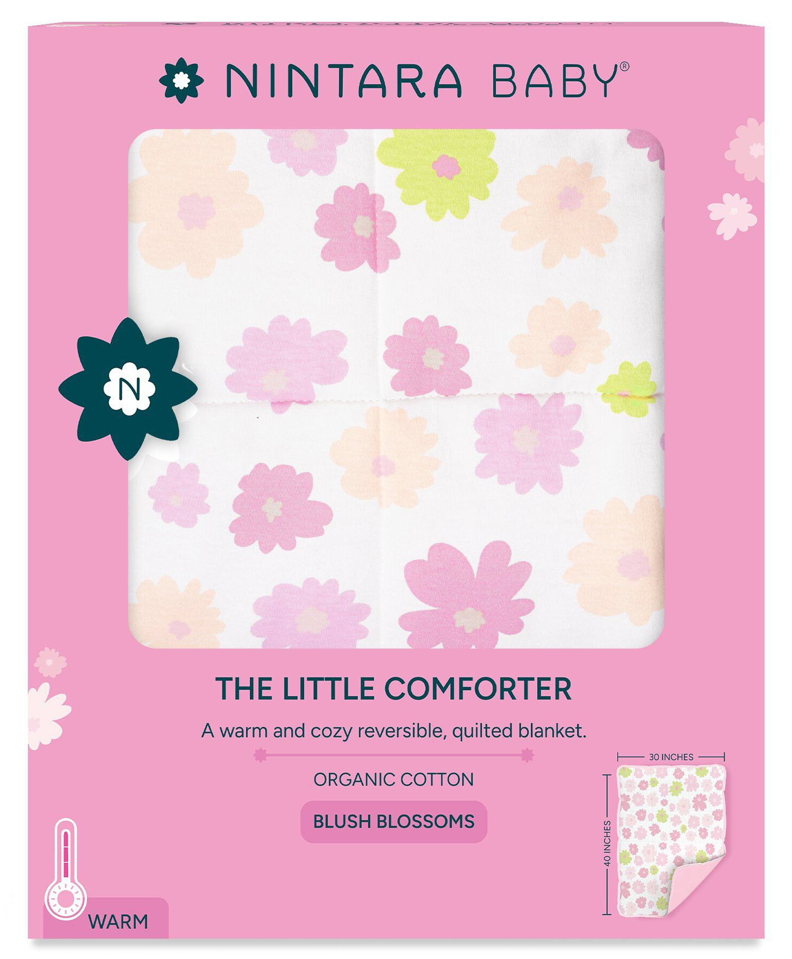 Nintara Baby Little Comforter Organic Cotton Baby Blanket, Warm, Quilted & Reversible, Soft for Newborns and Infants, Baby Gift for Girls and Boys, 30 x 40 Inches-image-44