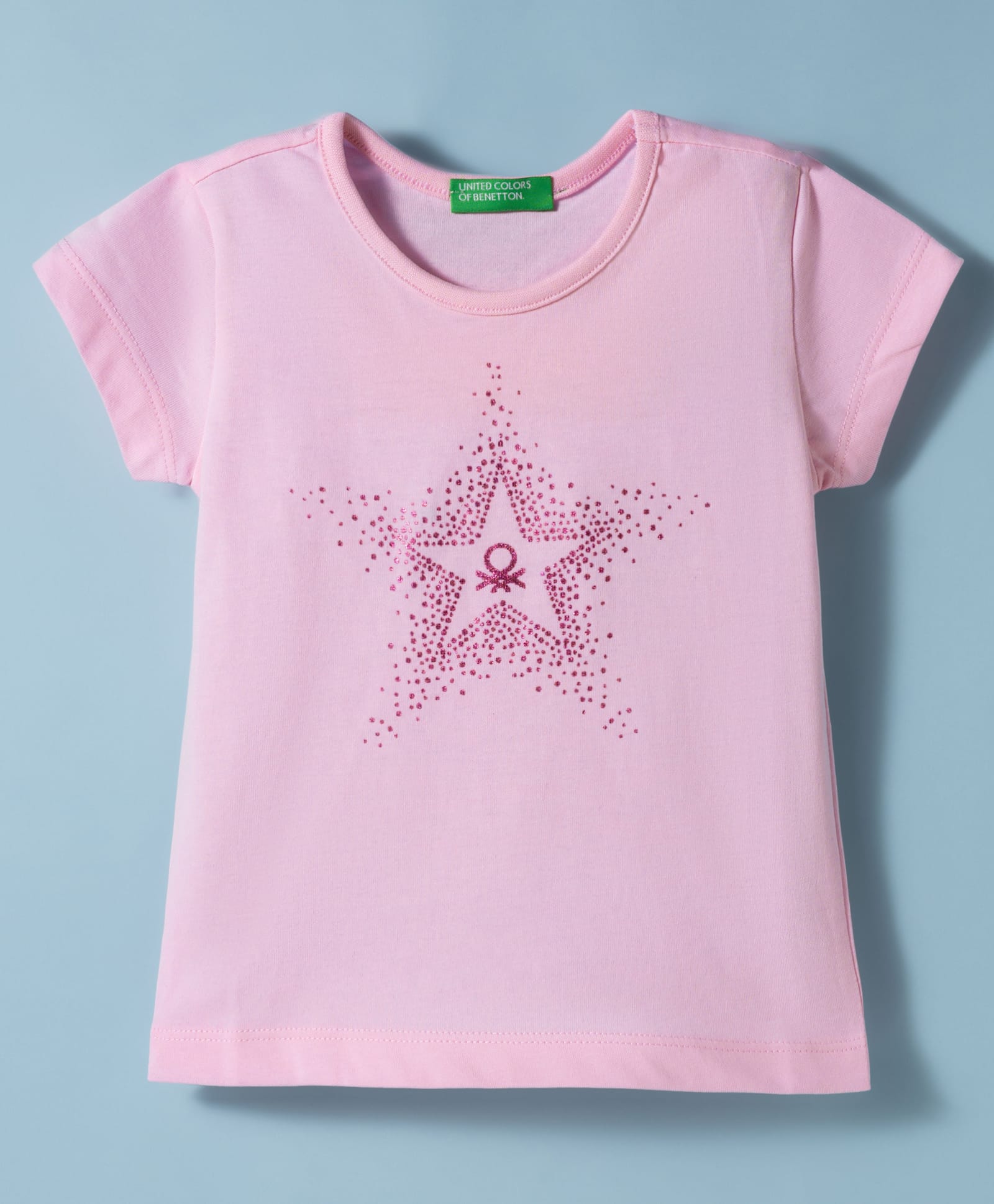 UCB Knit Half Sleeves T-Shirt With Rhinestone Detailing - Pink-picture-31