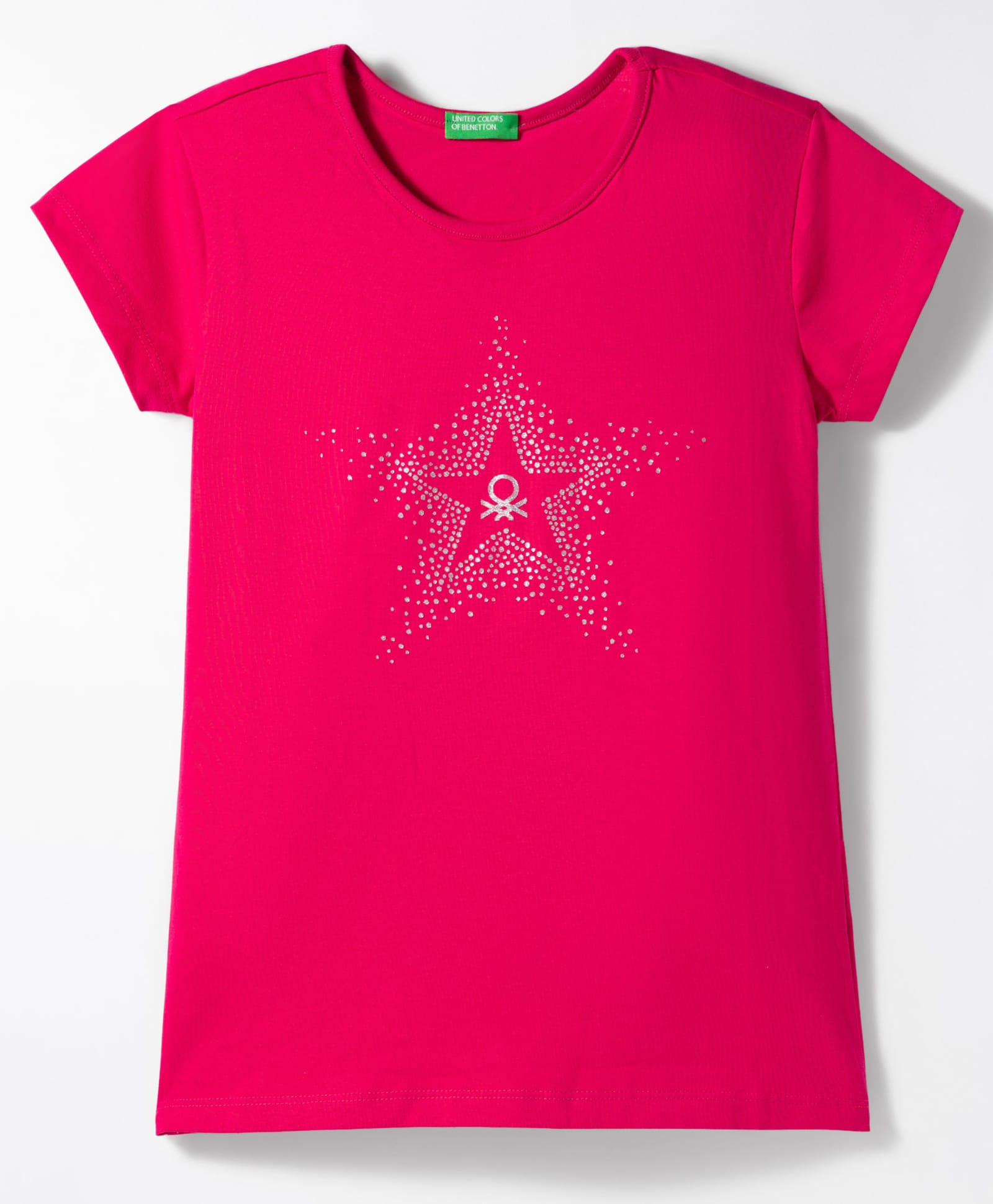 UCB Knit Half Sleeves T-Shirt With Rhinestone Detailing - Fuchsia-picture-29