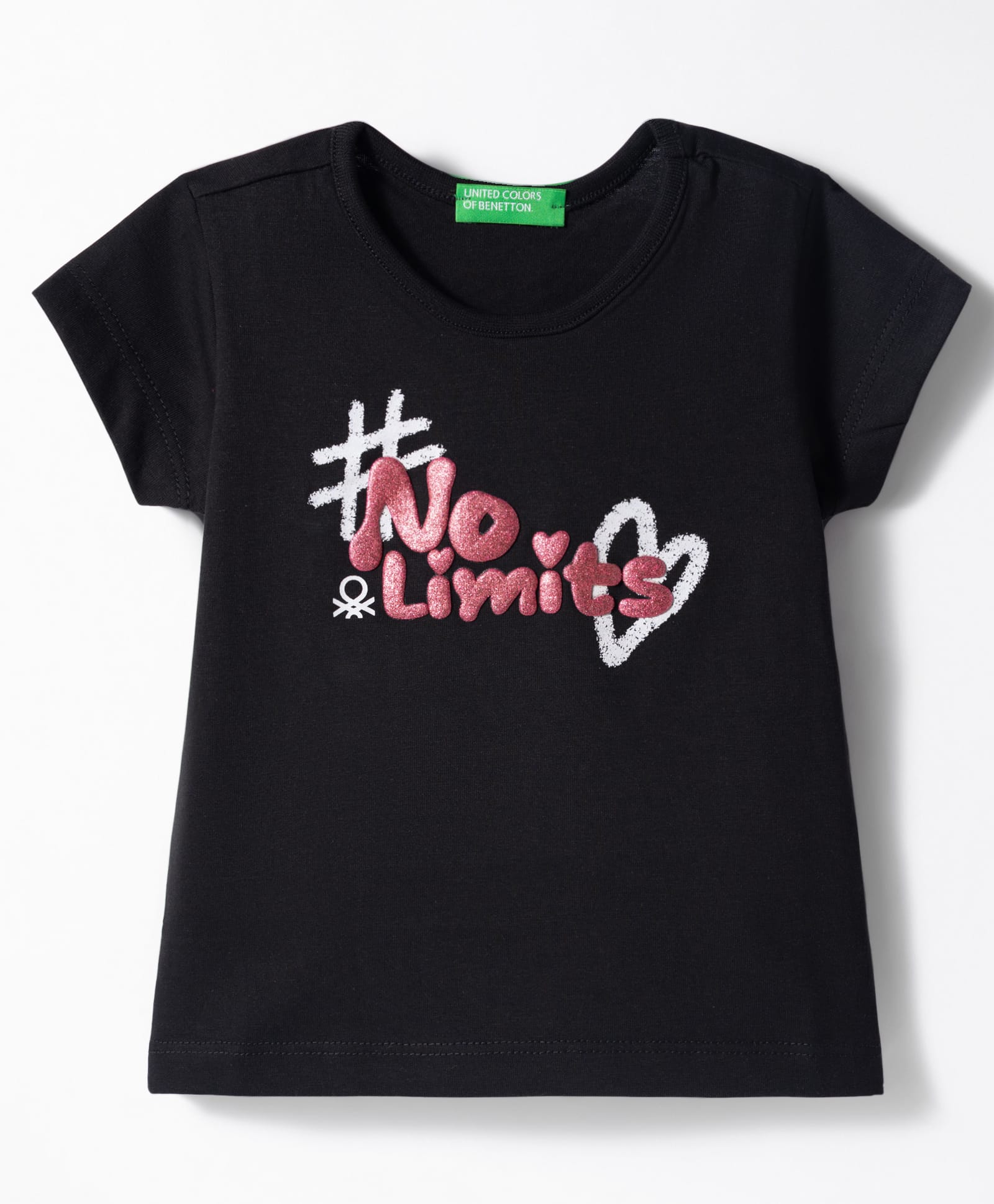 UCB Knit Half Sleeves T-Shirt With Glitter Print -Black-image-2