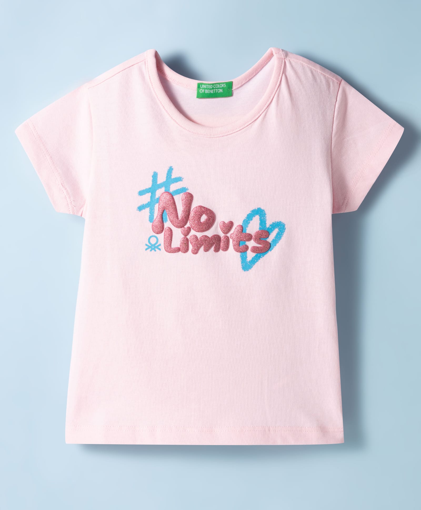 UCB Knit Half Sleeves T-Shirt With Glitter Print - Light Pink-picture-23