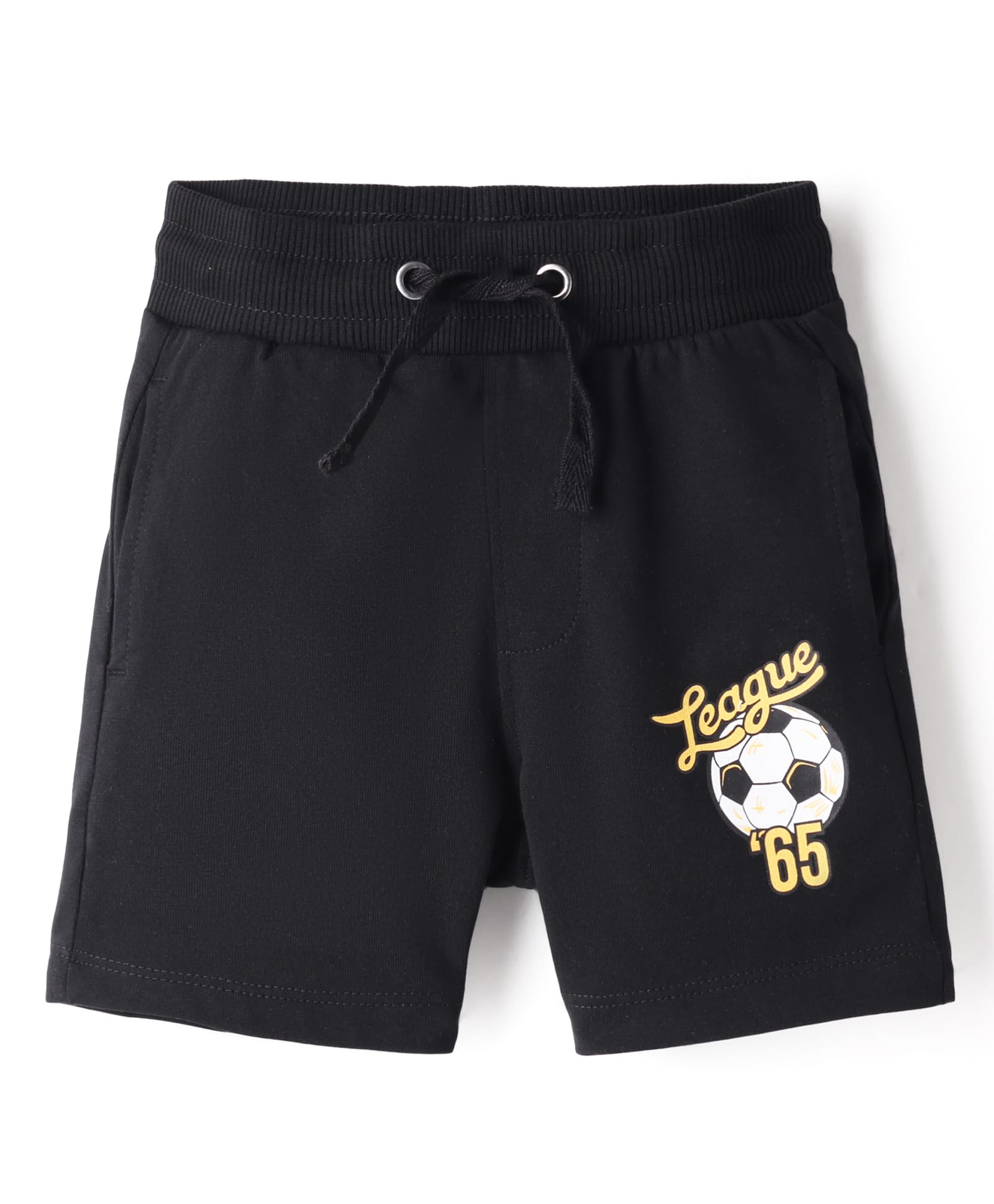 UCB Knit Knee Length Shorts with Sport Print - Black-picture-38