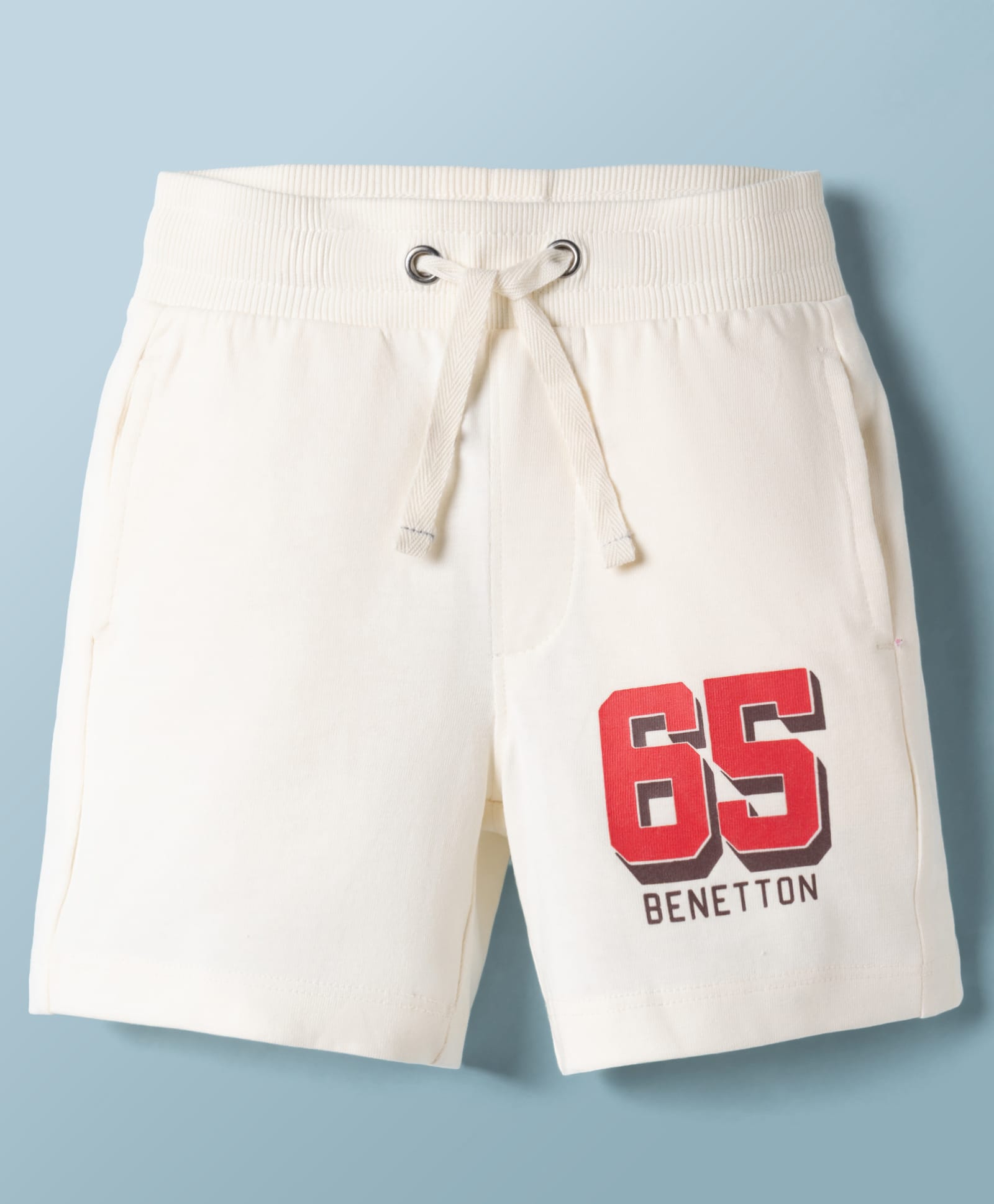 UCB Cotton Knit Knee Length Text Printed Shorts - Cream-image-35