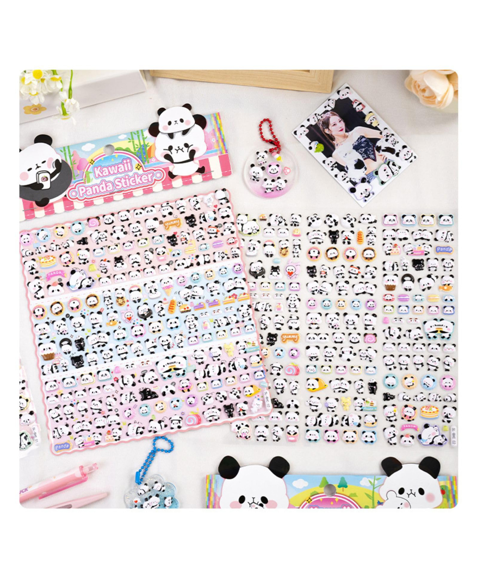 FunBlast Cute Panda Theme 3D Self-Adhesive Puffy Stickers for Kids Pack of 2 Sheets/550+ Stickers (Multicolor)-image-19
