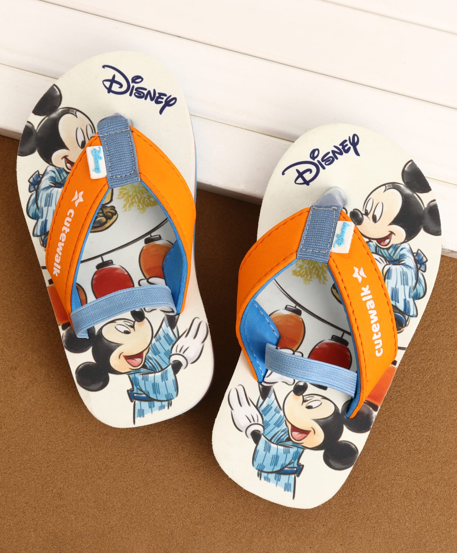 Cute Walk by Babyhug Disney Back Strap Closure Flip Flops With Mickey Mouse Print - White & Red-image-30