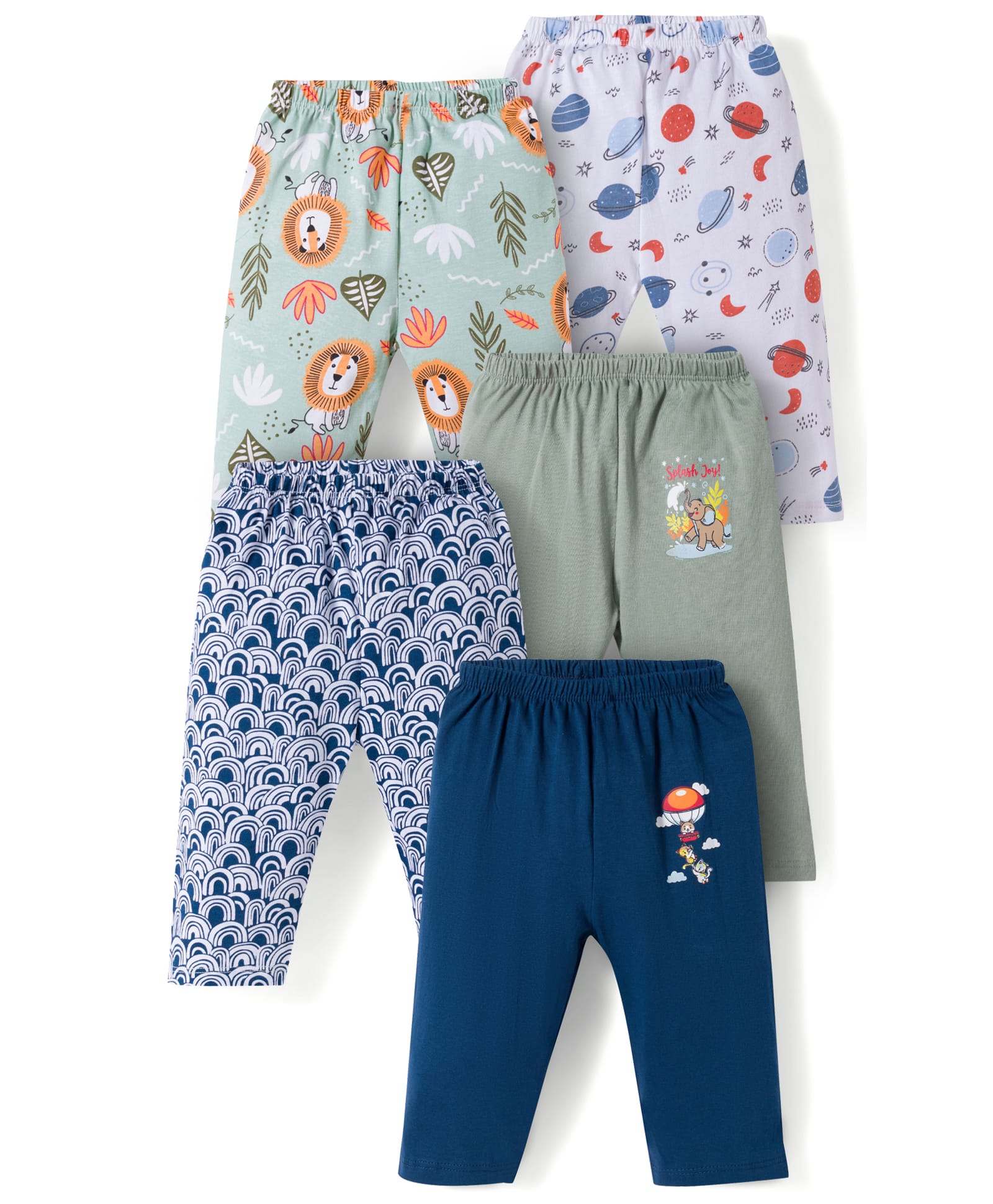 OHMS Single Jersey Knit Full Length Printed Lounge Pants Pack of 5 - Multicolor-picture-22