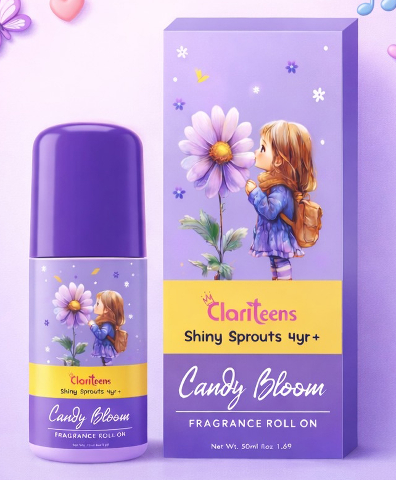 Clariteens Candy Bloom Fragrance Roll On | Sweet & Gentle Everyday Scent for Kids 4+ | Water-Based, Alcohol-Free, Lightweight & Skin-Friendly | Long-Lasting with Encapsulation Technology | 50gm-image-3