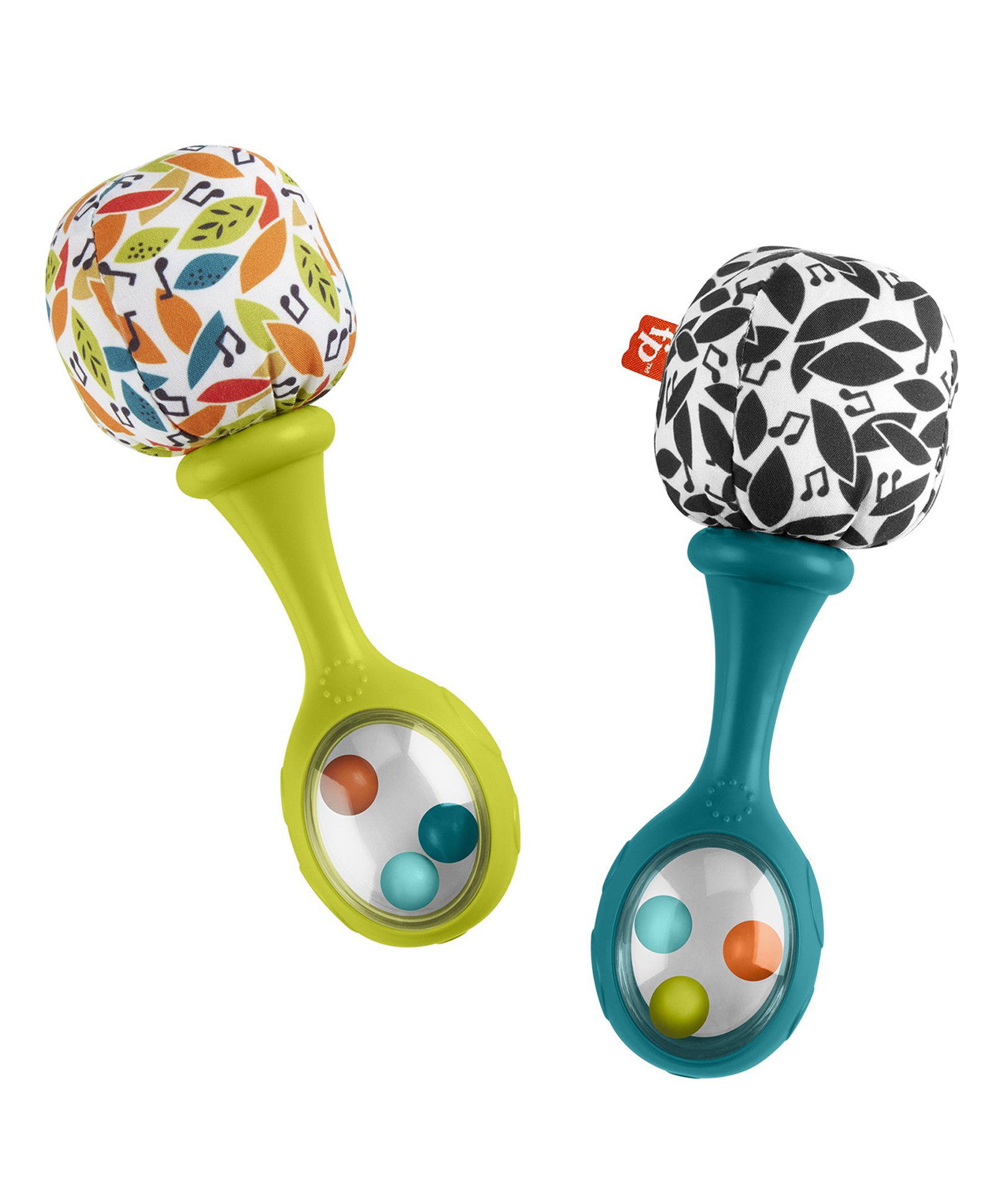 Fisher-Price Rattle n Rock Maracas Set of 2 Baby Rattles Newborn Toys Neutral Colors - Green & Lime-image-9