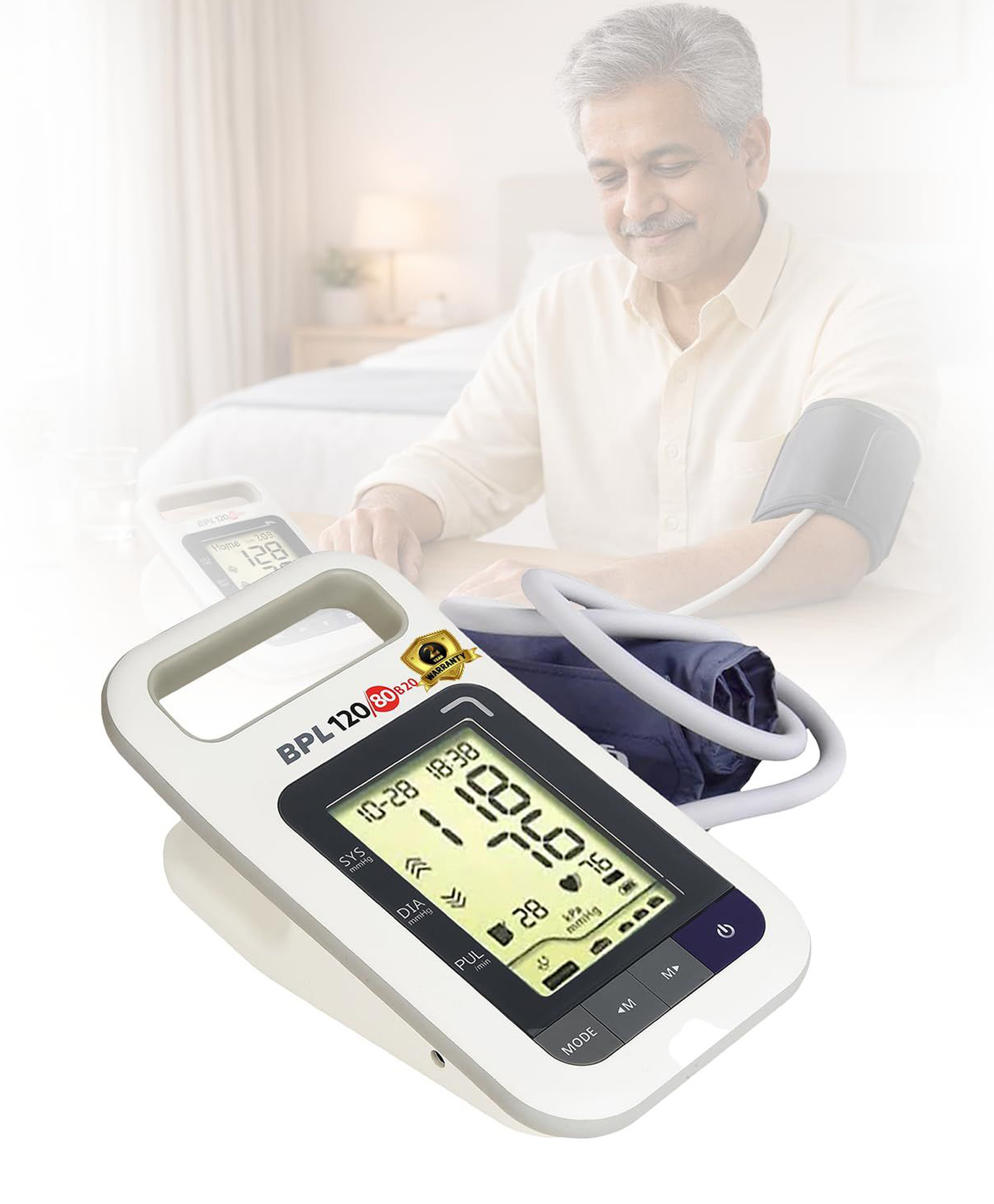 BPL Medical Technologies B20 Large Digital Blood Pressure Monitor|LCD Display|BP Apparatus for Home & Hospital|Hypertension & Managing Heart Health Device - White-image-48