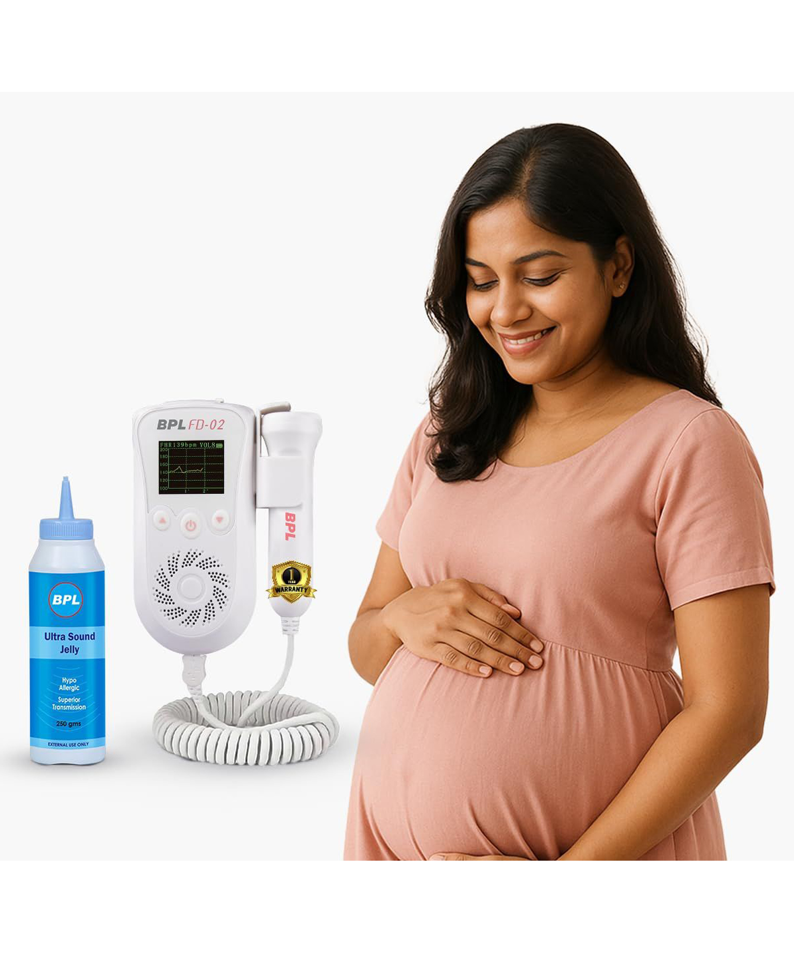 BPL Medical Technologies FD-02 Fetal Doppler Smart Noise Reduction & Heartbeat Detection Machine with Ultrasound Gel|In-Built Speaker for Home and Clinic Use - White-image-32