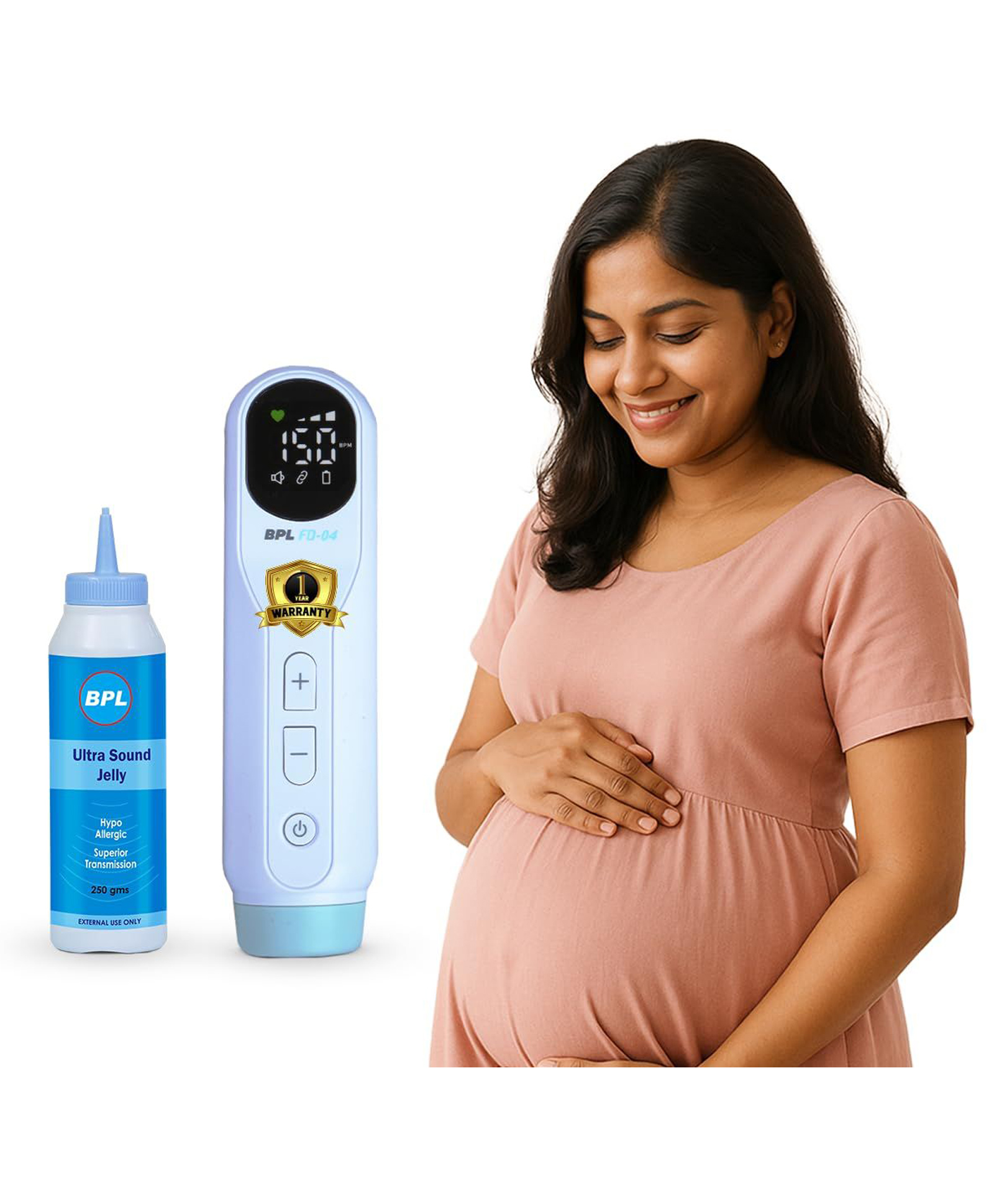 BPL Medical Technologies FD-04 Fetal Doppler with Ultrasound Gel|Pulse Wave Technology|Heartbeat Detection Machine for Home and Clinic Use - White-image-33