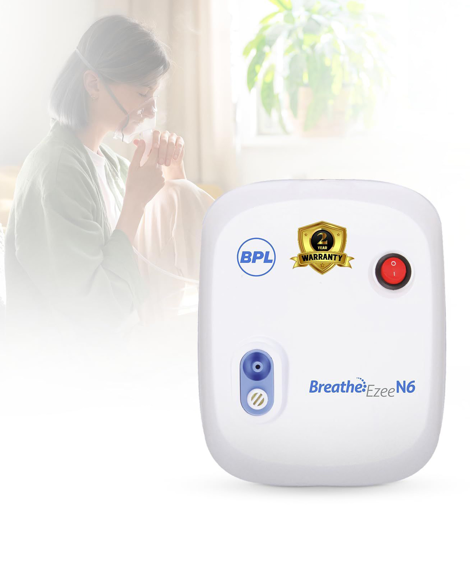 BPL Medical Technologies Breathe Ezee N6 Low Noise Compressor Nebuliser Machine Kit For Child And Adult, Portable Nebulizer - White-image-41