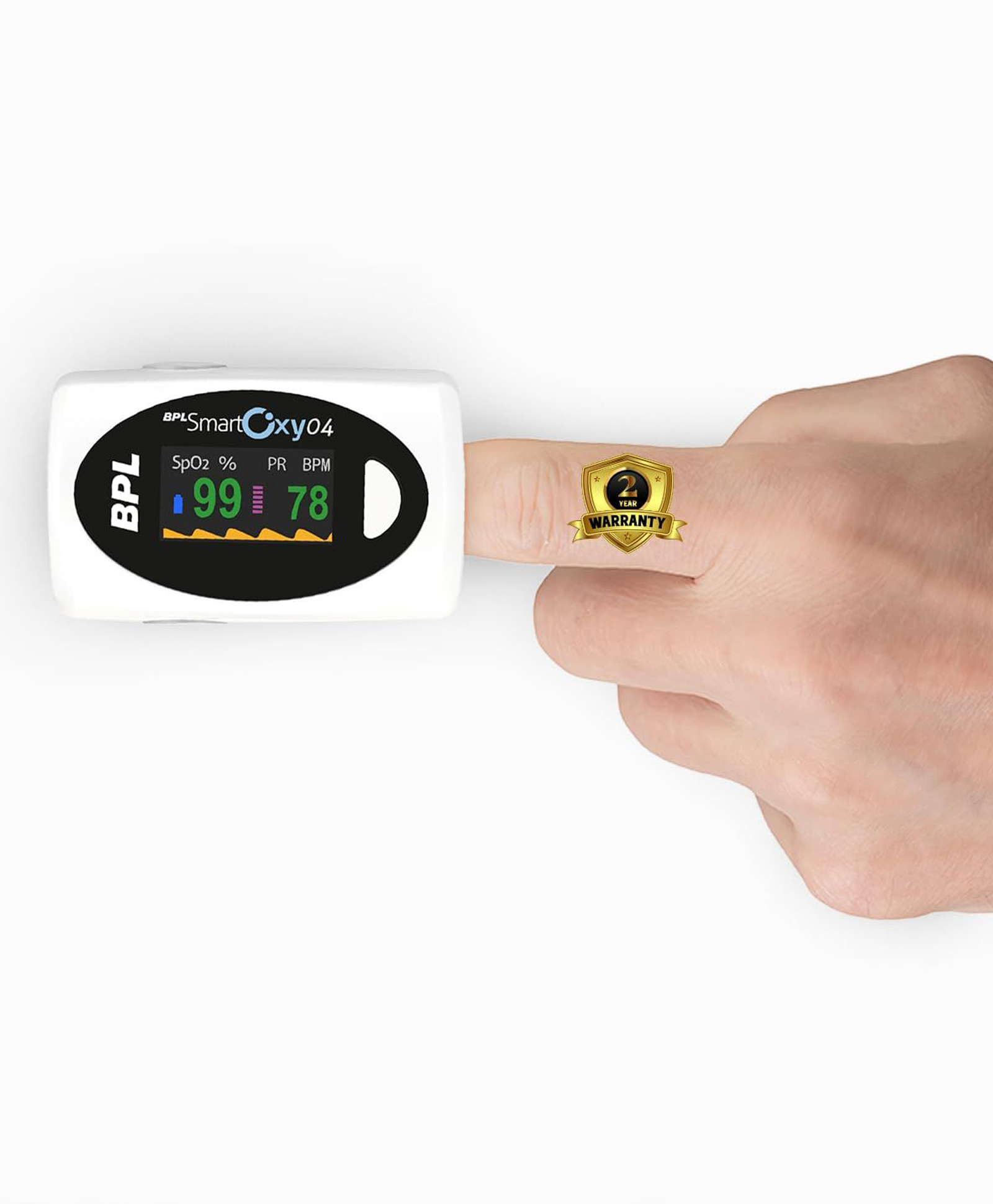 BPL Medical Technologies Smart Oxy 04 Tip Pulse Oximeter |High Accuracy|SPO2|Perfusion Index|OLED Display|Heart Rate - White-image-29