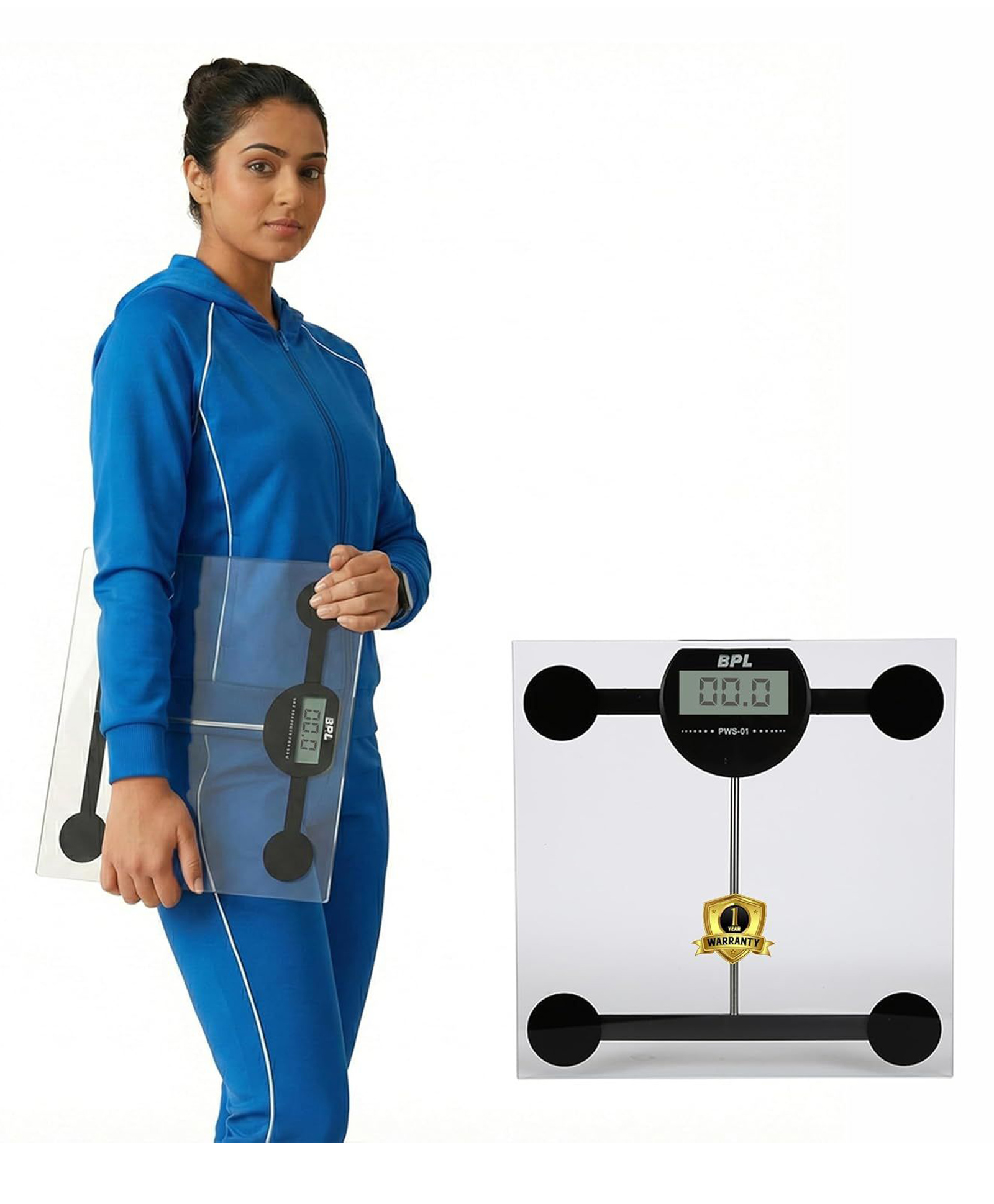 BPL Medical Technologies PWS-01 Personal Weighing Scale for Highly Accurate Digital Bathroom Body Scale, Precisely Measures Weight Up to 180Kg - Transparent-image-46