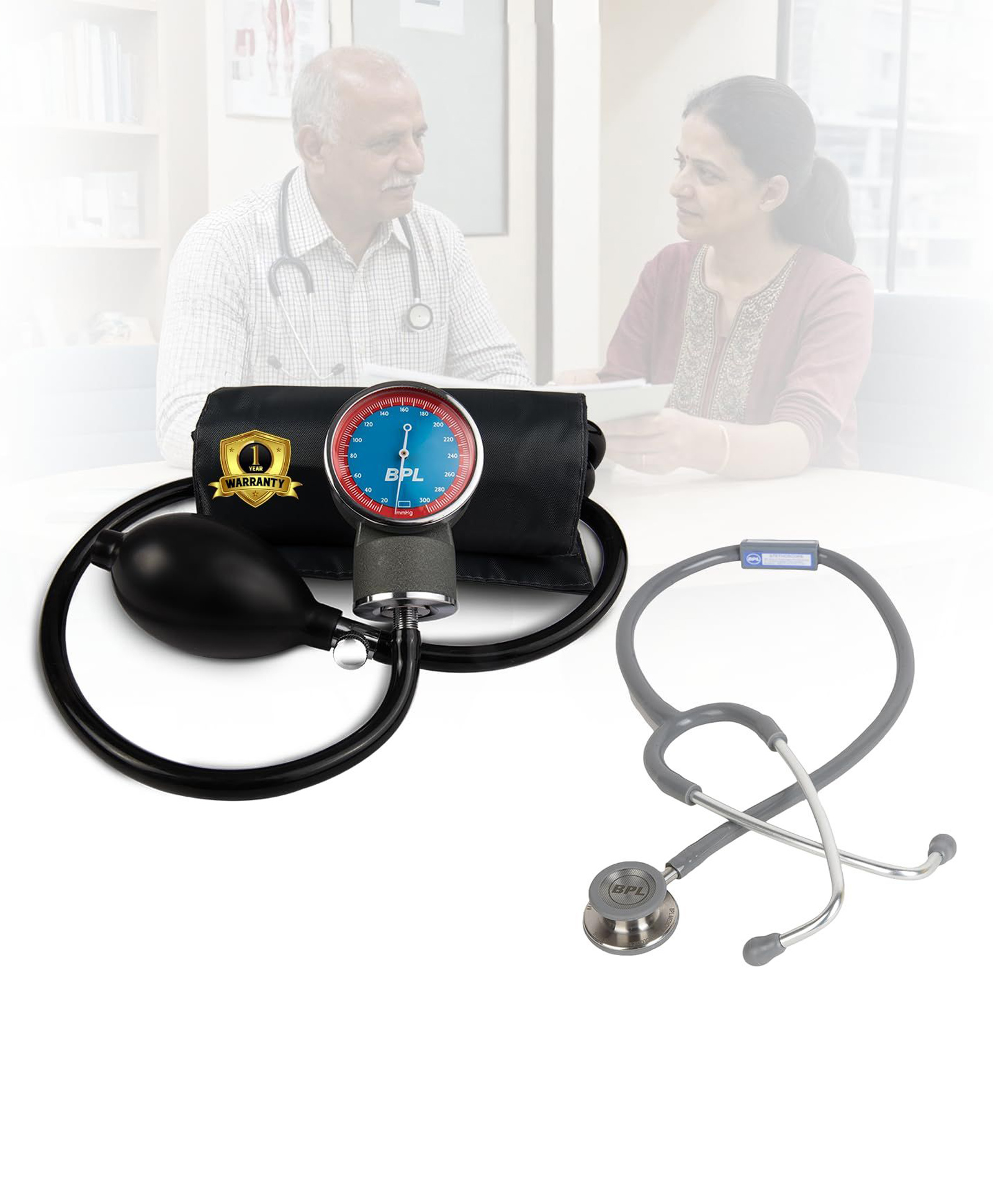 BPL Medical Technologies Manual Large Dial Aneroid Sphygmomanometer Blood Pressure Monitor with ST-06 Stainless Steel Dual Premium Stethoscope-image-37