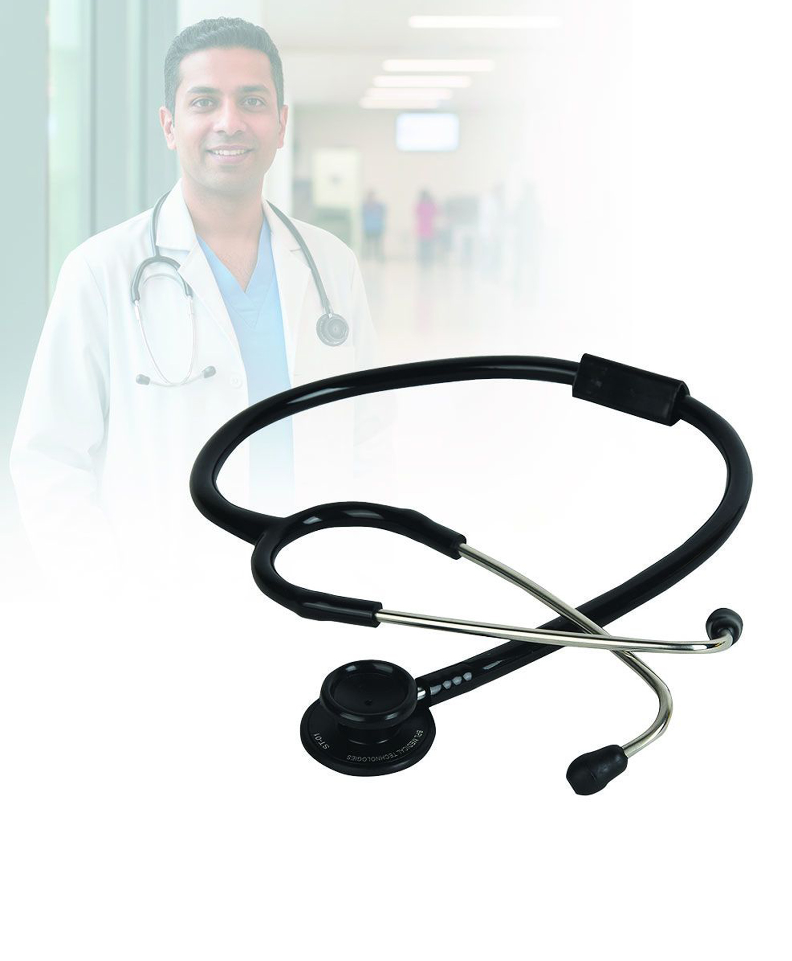 BPL Medical Technologies ST-01 DIA Cast Adult Chest Piece Stethoscope|High Acoustic Level, Versatile Chestpiece for Adult & Pediatric Use|Medical Instrument for Auscultation- Black-image-3