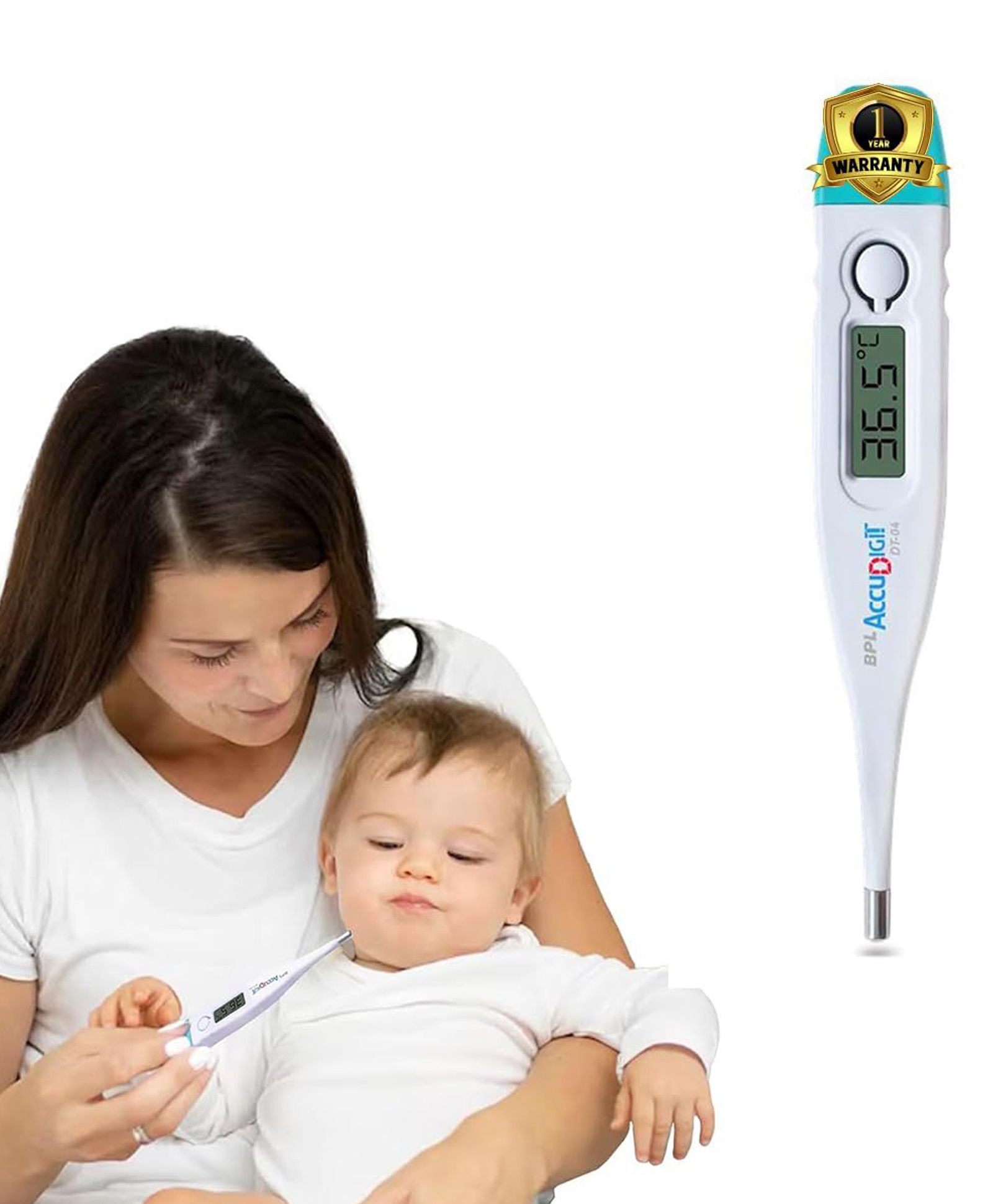 BPL Medical Technologies Accudigit DT-04 Mercury-Free Digital Thermometer With Quick Measurement of Oral & Underarm Temperature in Celsius & Fahrenheit | High Accuracy|Digital Display|Water Resistance-image-2