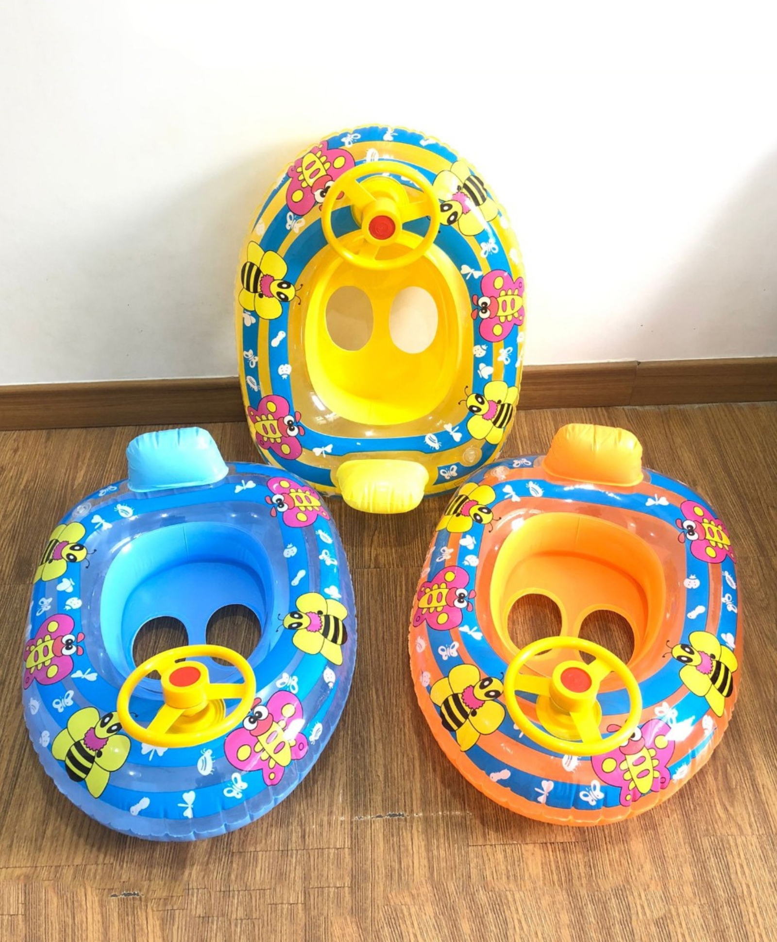 Yamama Butterfly Print Baby Swimming Float with Steering Wheel & Backrest | Inflatable PVC Kiddie Pool Seat for Toddlers 3+ Years | Safe Water Float Ring with Dual Leg Support (Color May Vary)-picture-25