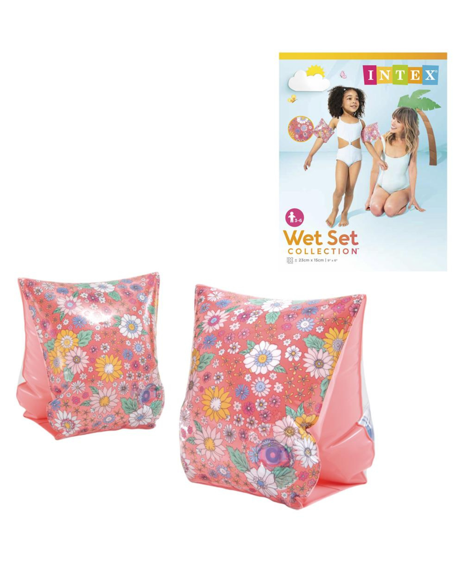 Intex Inflatable Kids Arm Bands with Floral Design, Swimming Pool Floaties for Children, Safe PVC Arm Floats for Beginners, Age 3+ Multicolor-image-2
